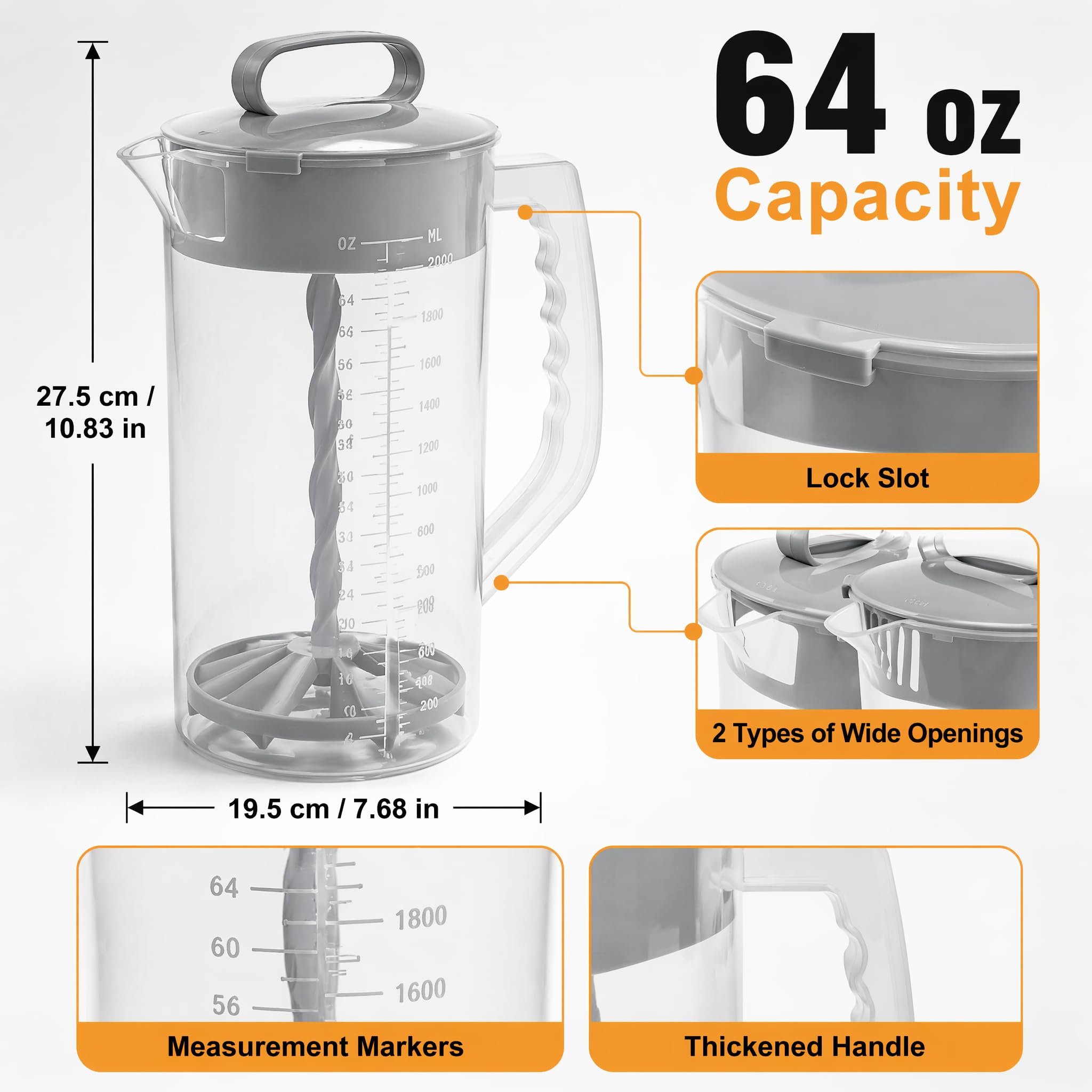 64oz pitcher with lid for drinks