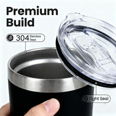 Lid and straw design on stainless tumbler