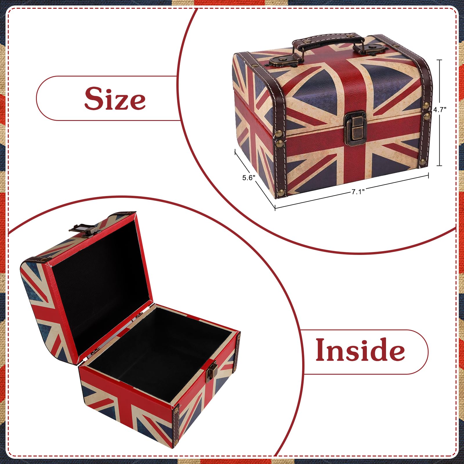 Portable treasure box with handle for home decor