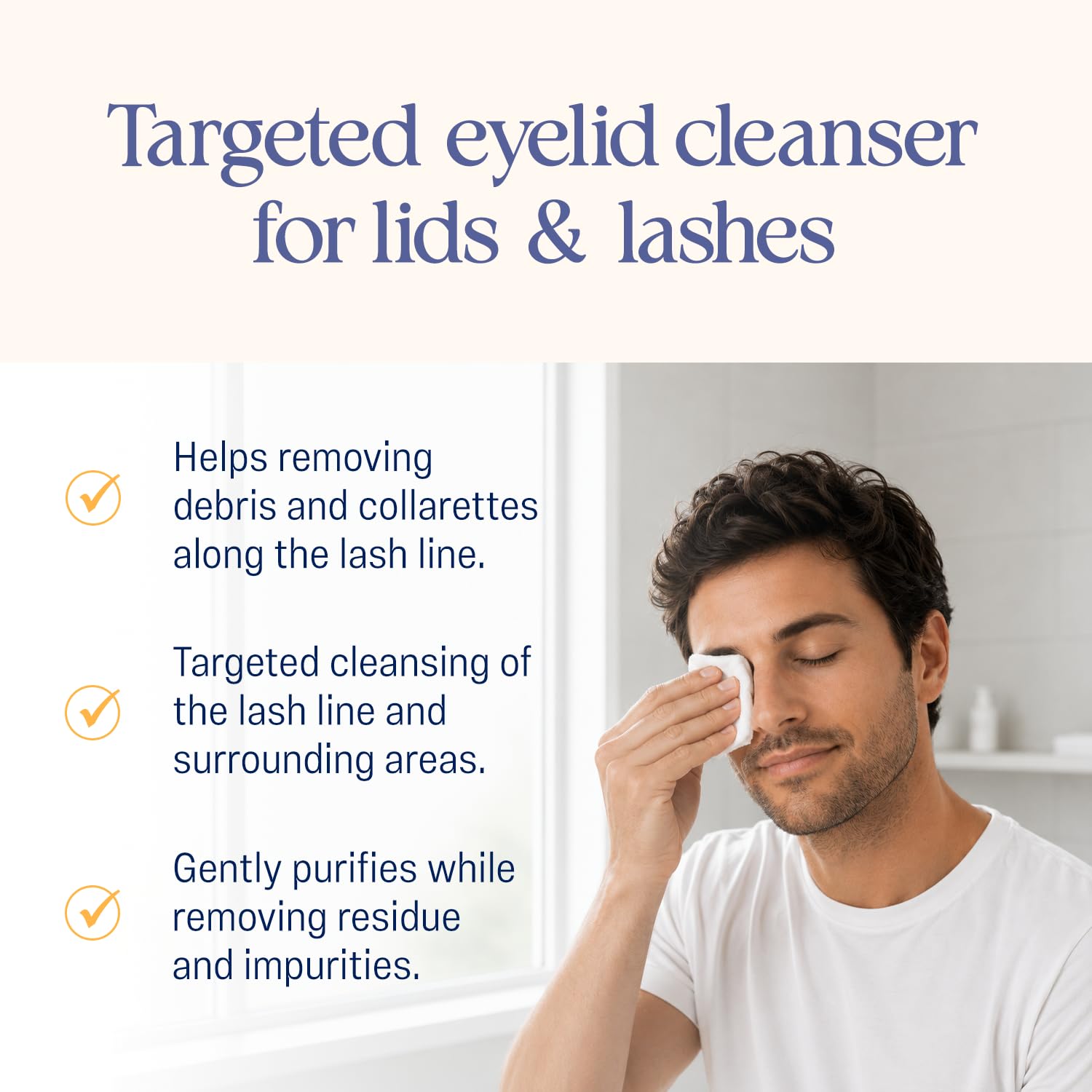 Lid debris and lash line buildup cleansing