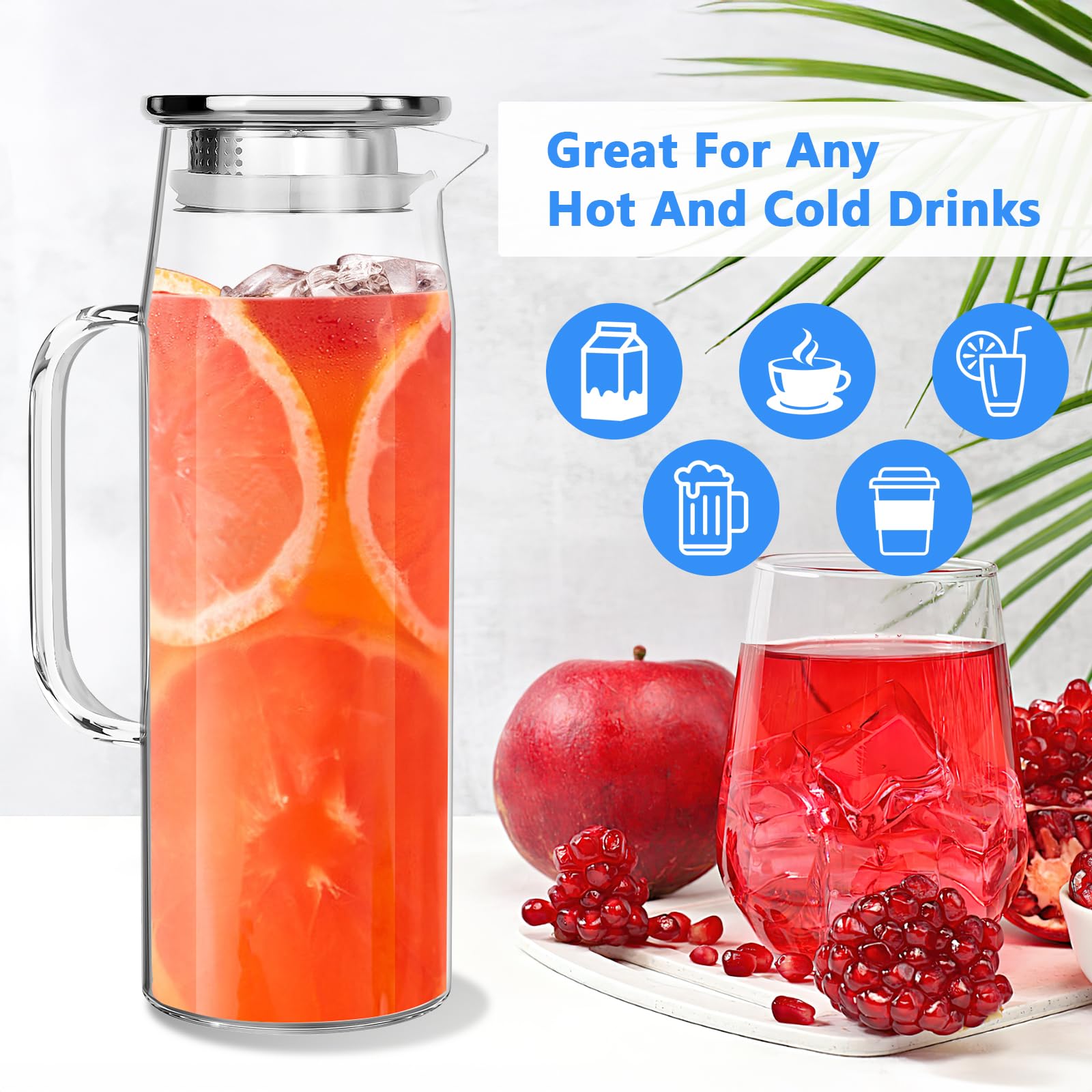 lid with silicone ring prevents leaks on pitcher