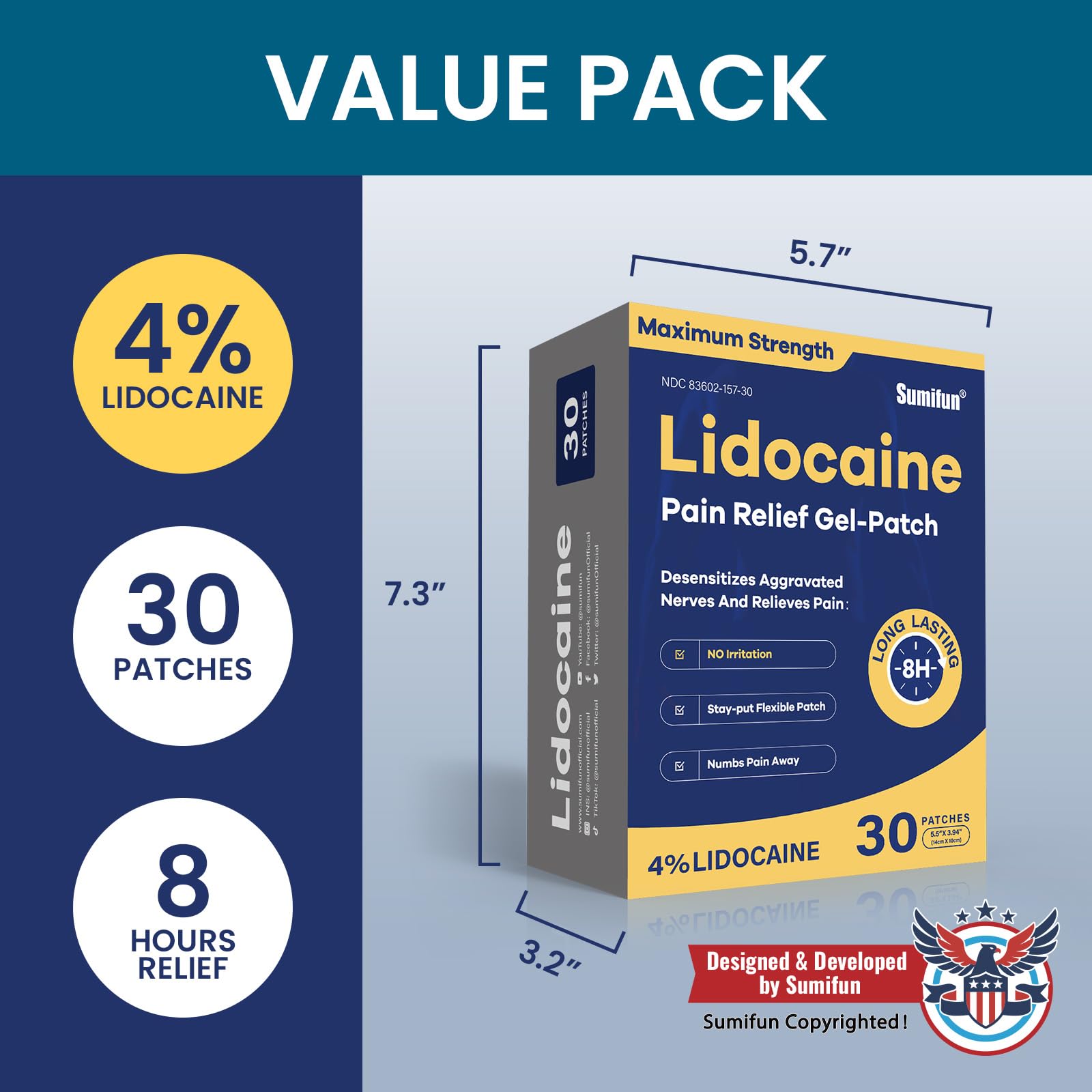 Odor-free unscented lidocaine patches