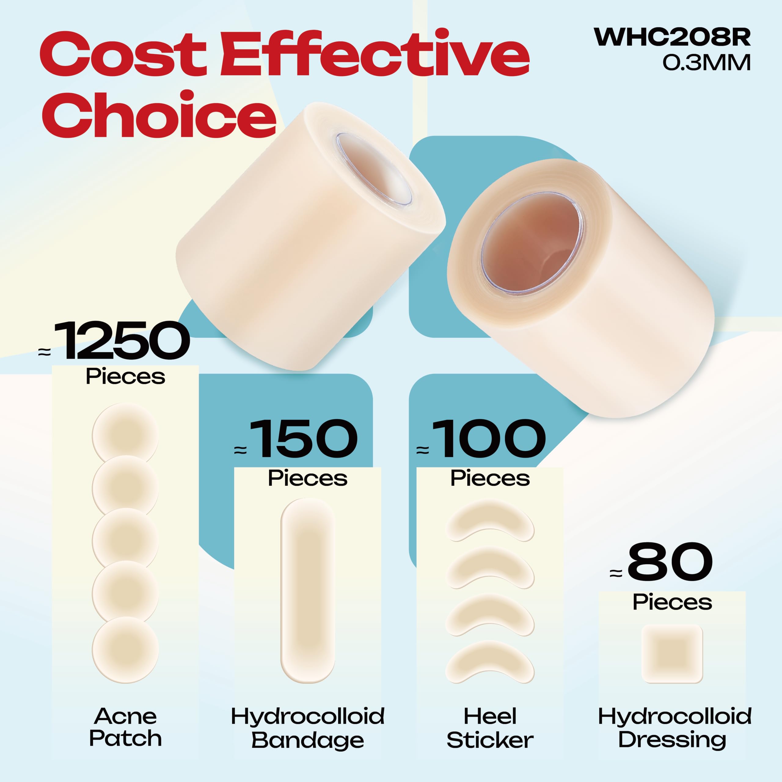 Roll dimensions 2in by 8ft for LIFARA hydrocolloid