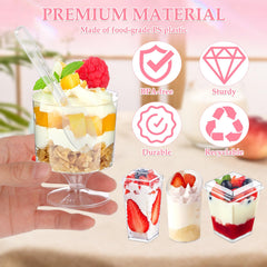 LifeisLuck 3oz dessert cups clear plastic close up