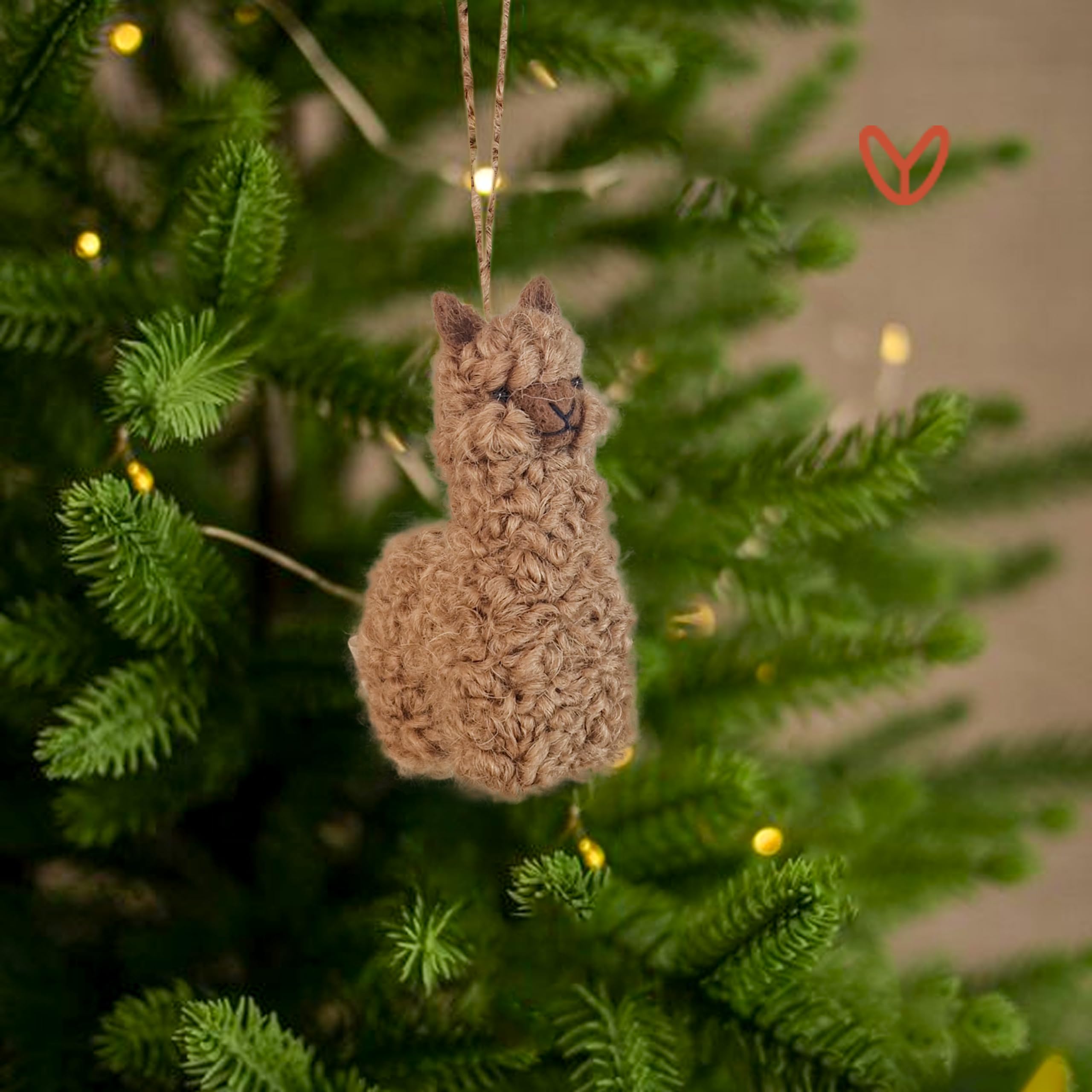 3.5 inch long alpaca ornament handmade