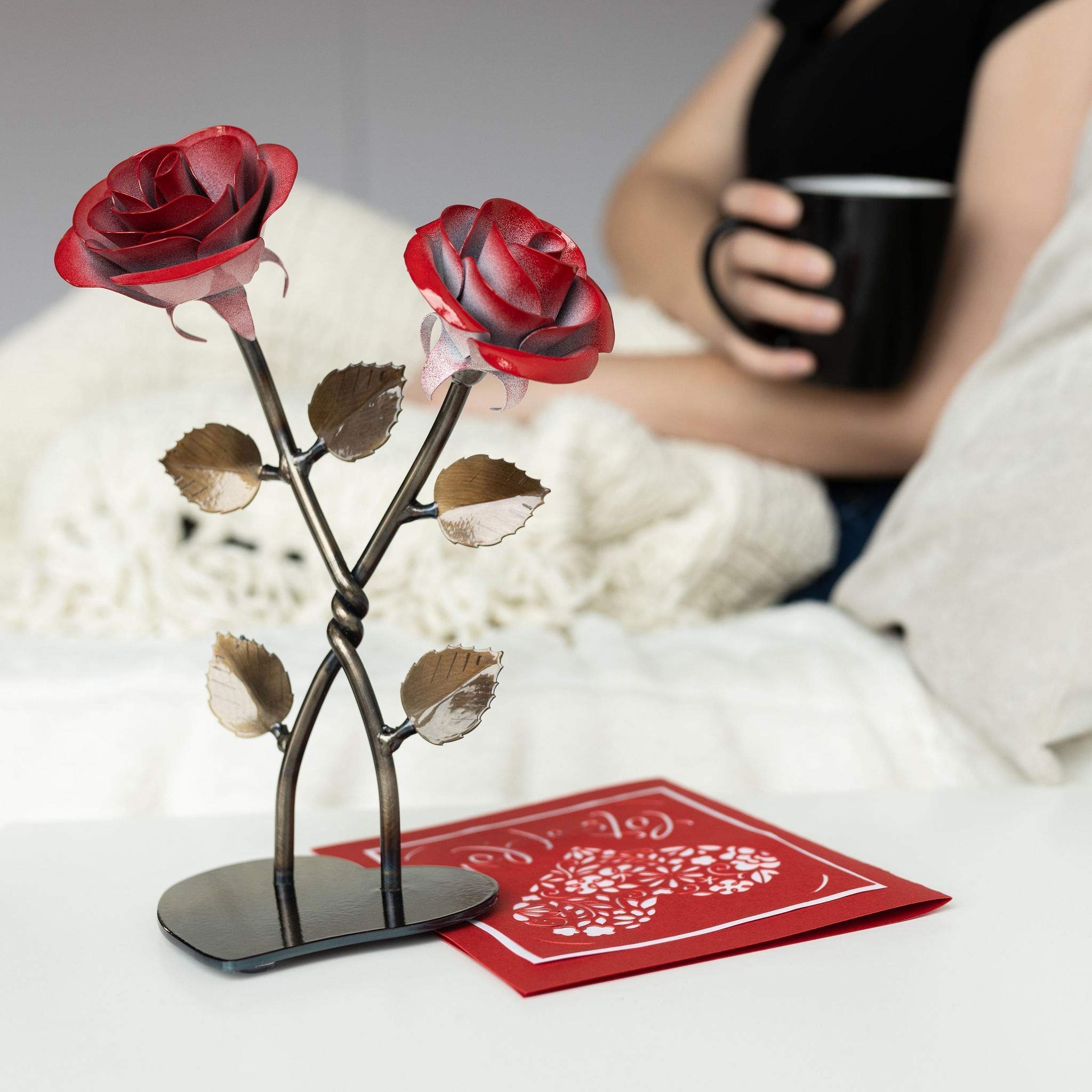 Lifelong durable iron rose sculpture