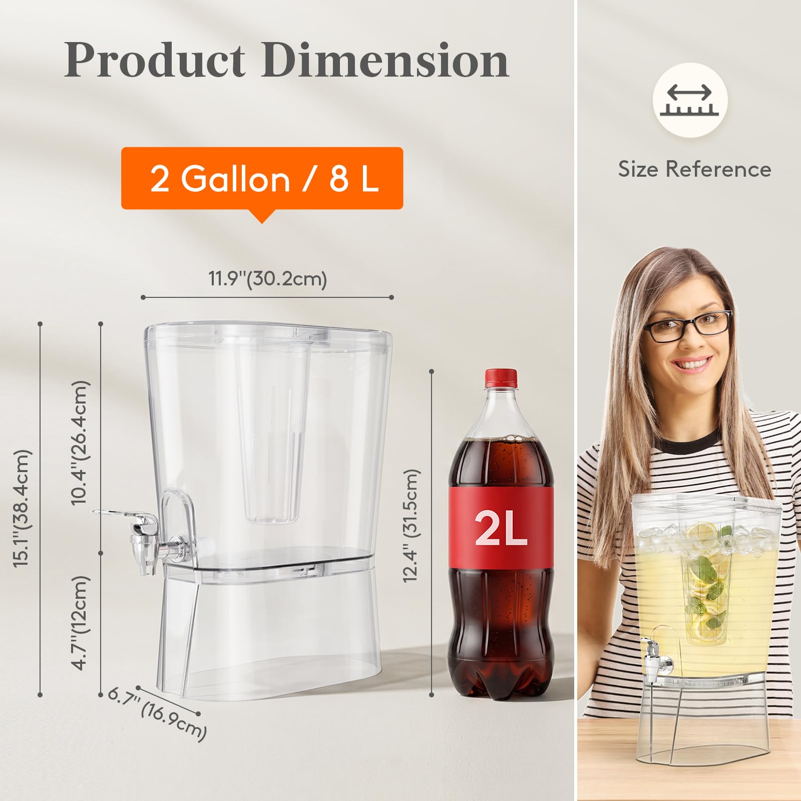 Dispenser on stand with ice core for cooling drinks