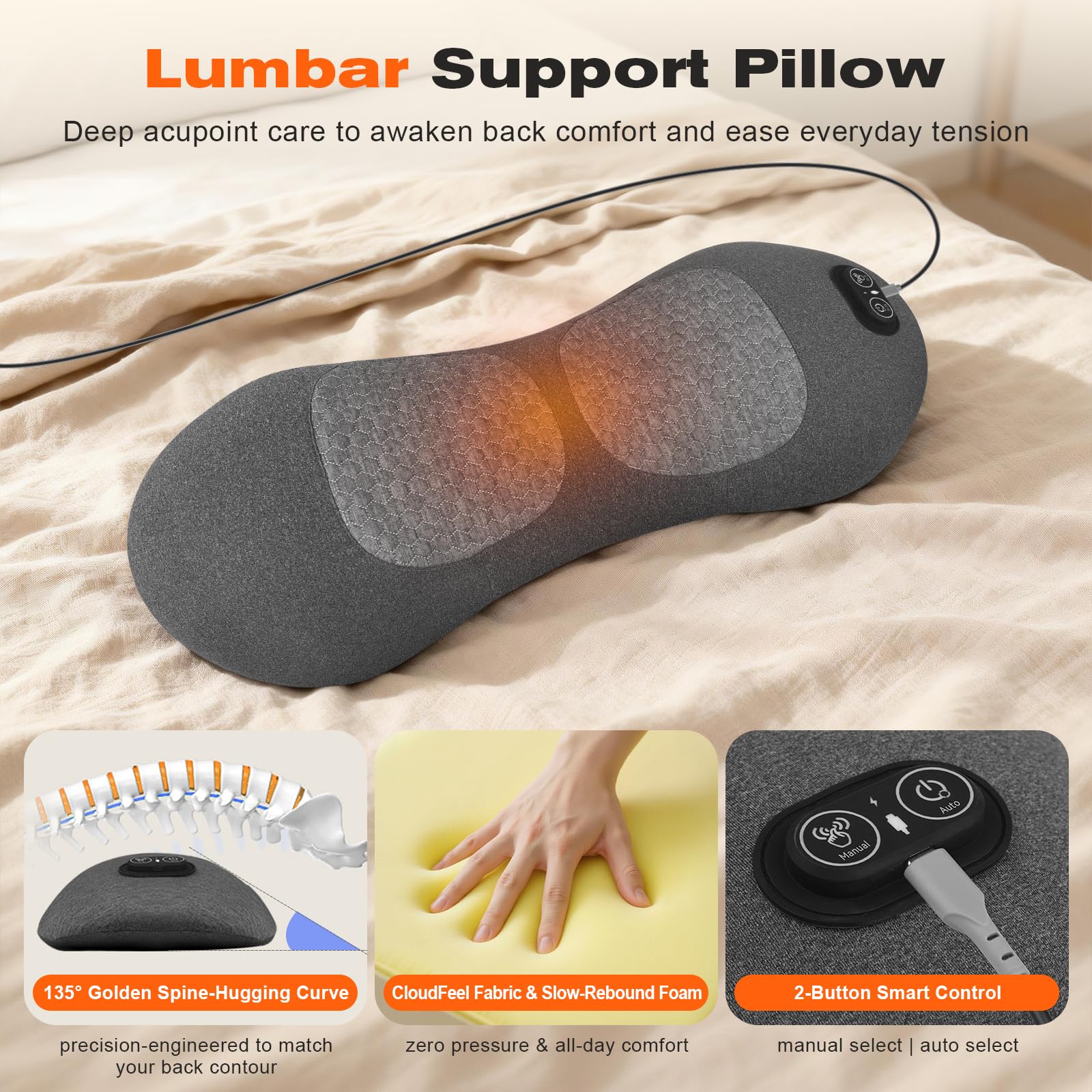 ergonomic lumbar support pillow for lower back