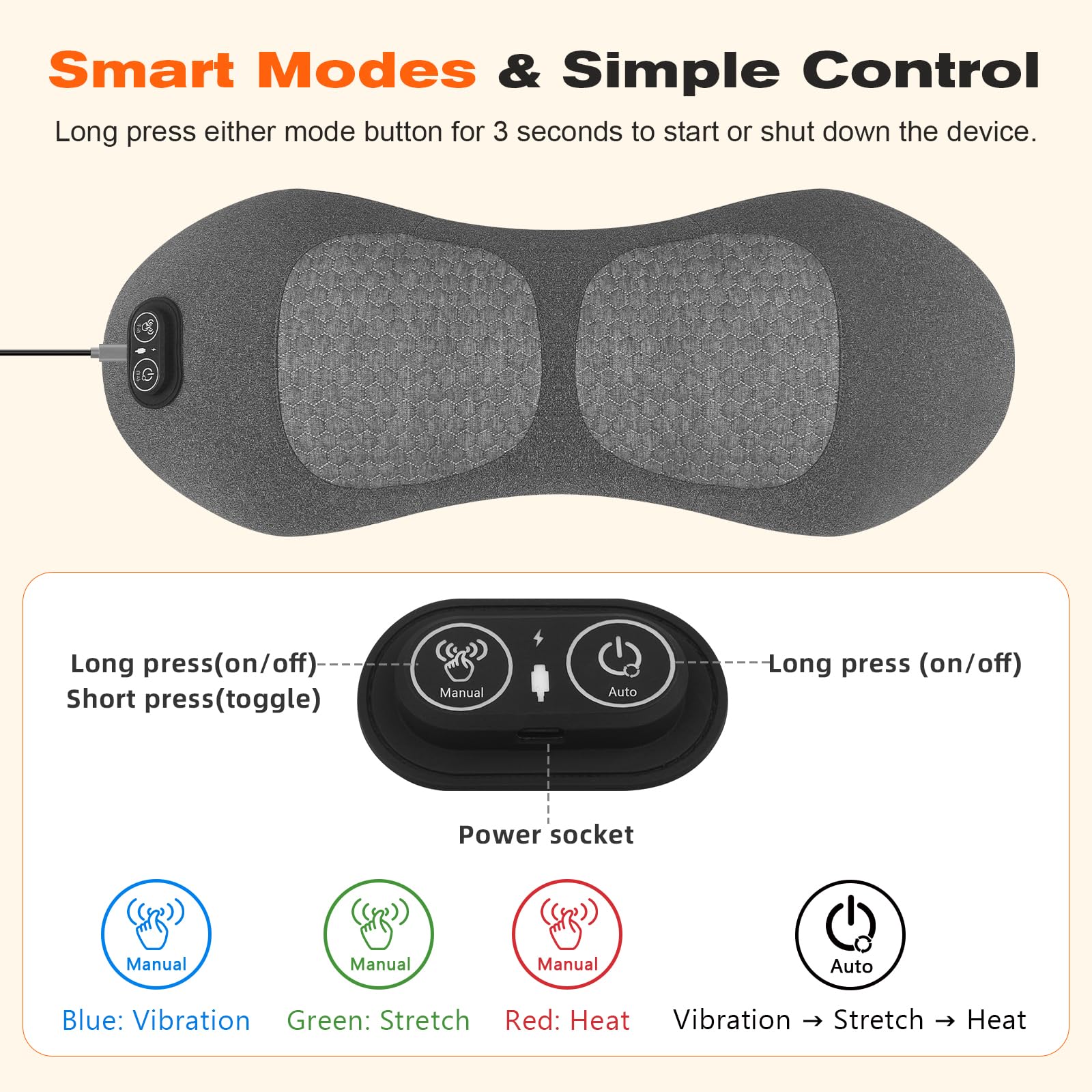 plug-in Lifiora massager with power adapter for back relief