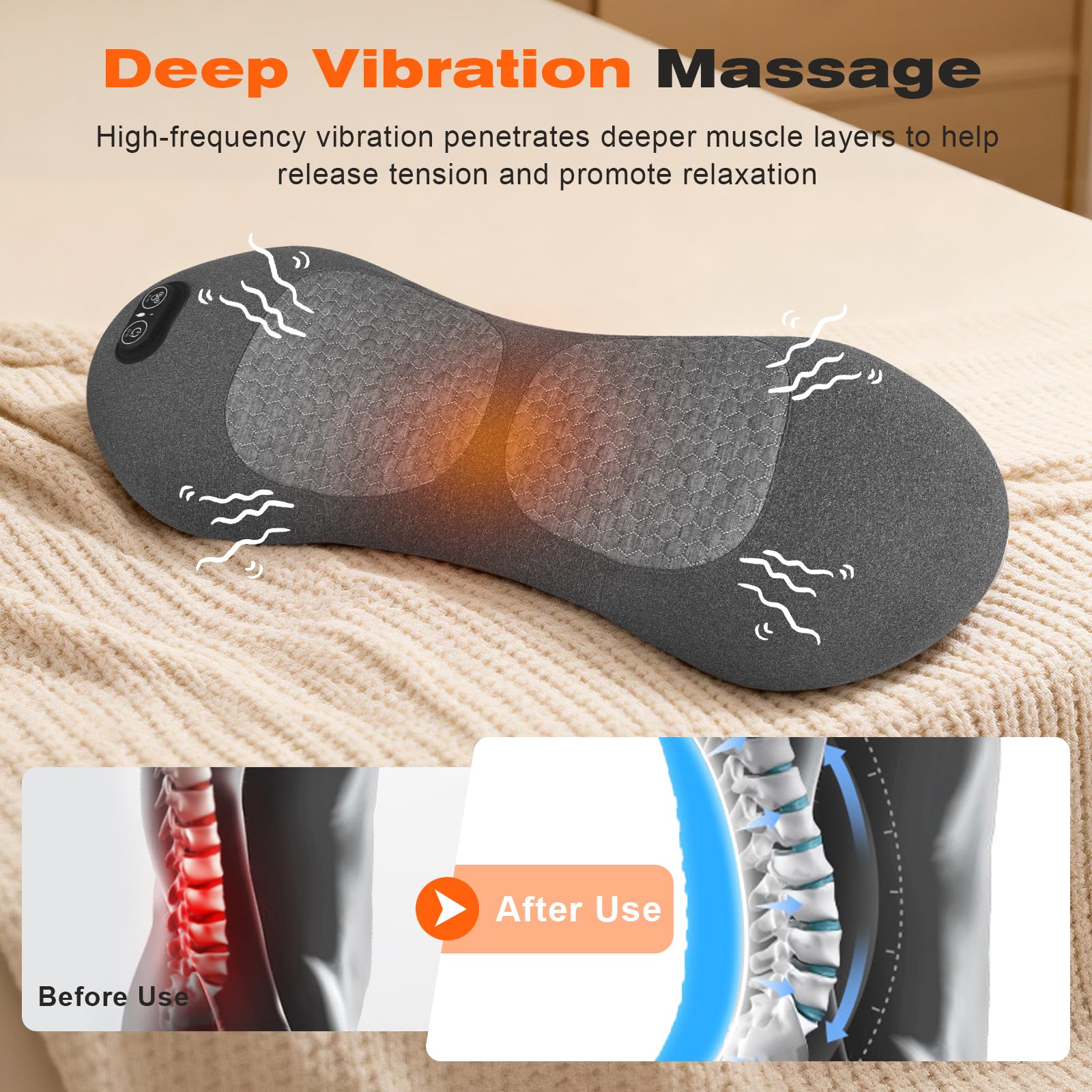 3-in-1 heat vibration traction back massager at home with sciatic relief
