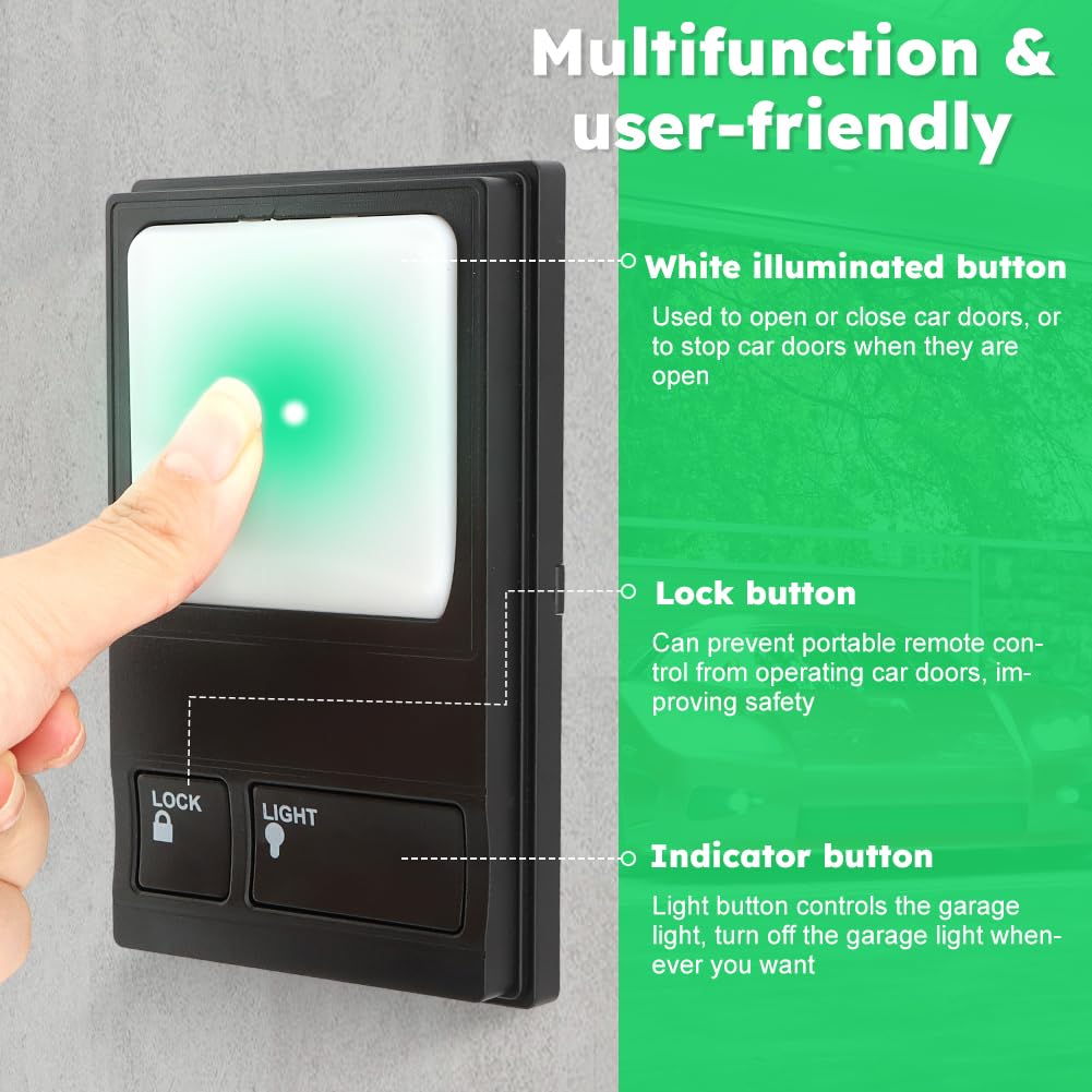 Multifunctional garage door button inside control and light