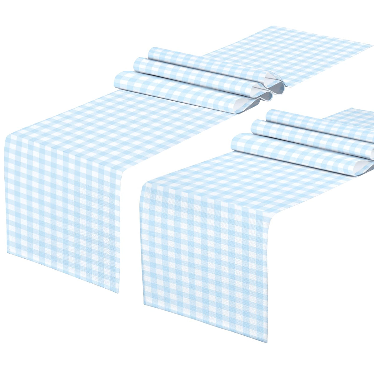 Light Blue and White gingham table runner 71 x 13 inches in a four-pack