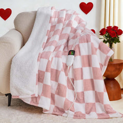 Light Pink Heated Blanket Electric Throw product front view