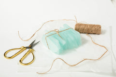 Irregular shaped sea glass place cards in pale green