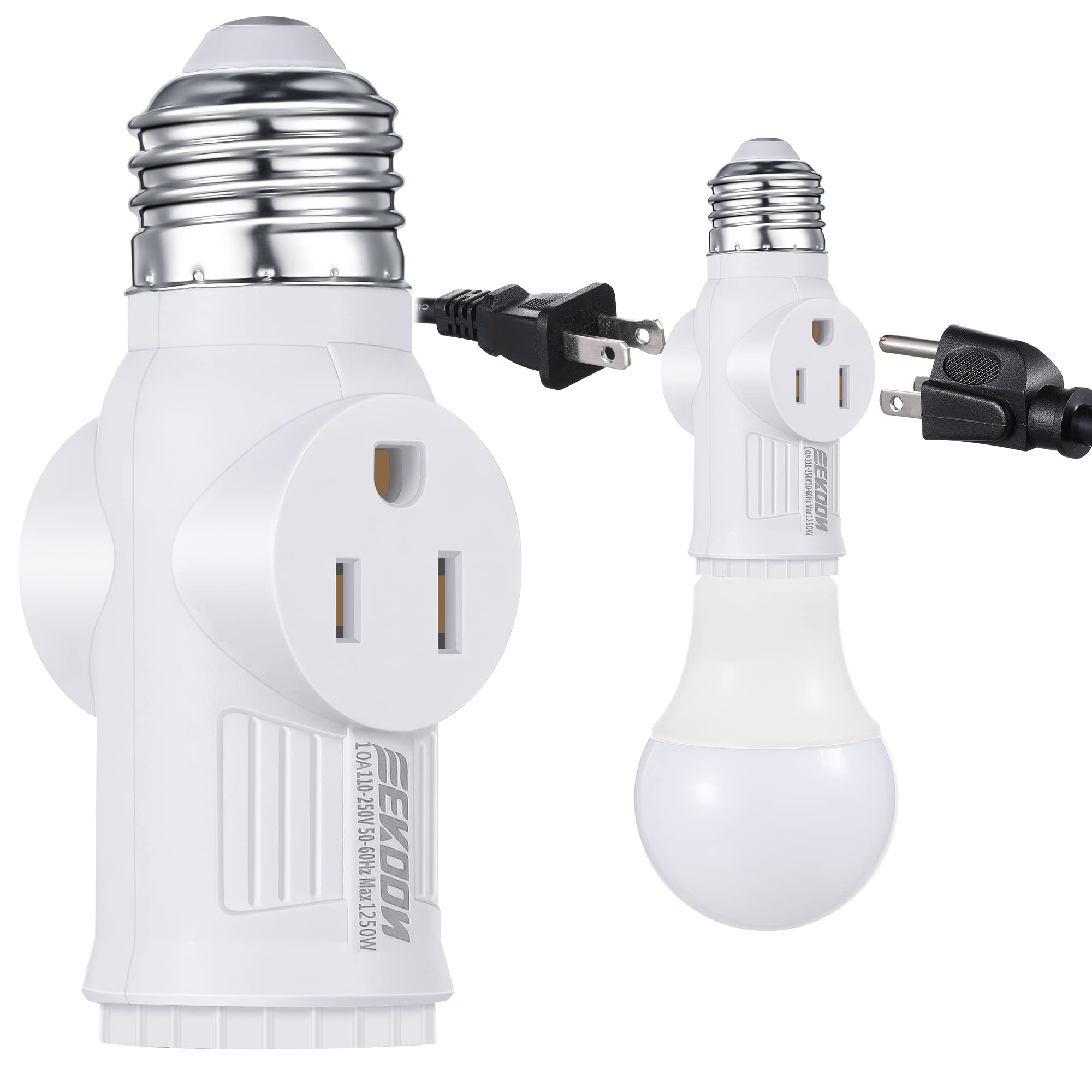 Light Socket to Plug Adapter E26 white close up