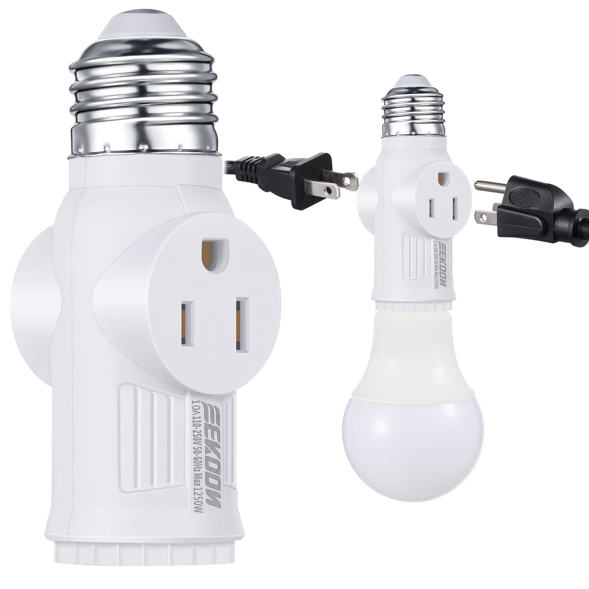 Light Socket to Plug Adapter E26 white close up