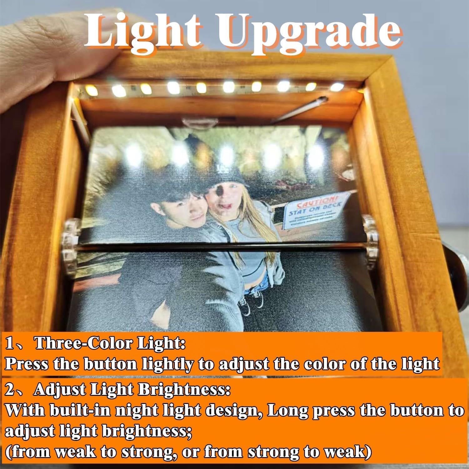 Large flip photo frame showing 10x10 cm dimensions