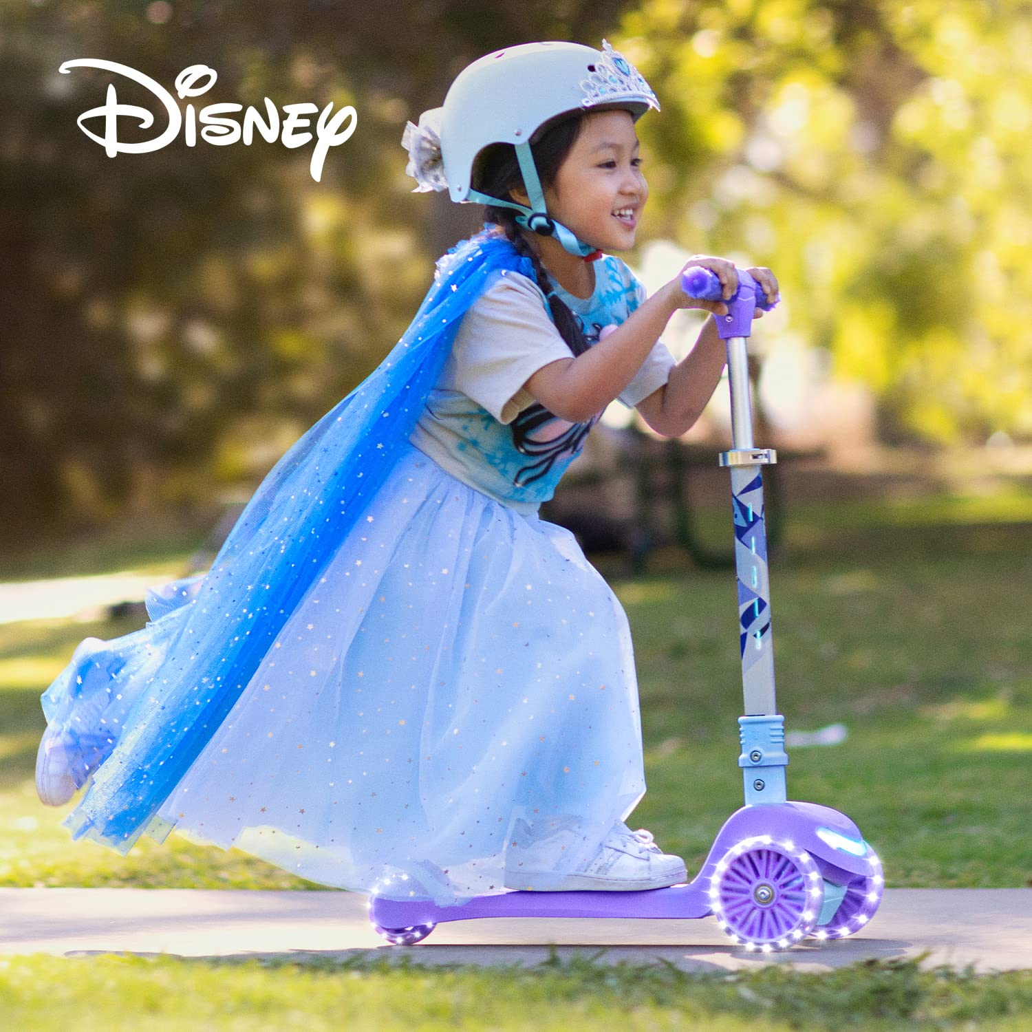 Elsa graphic deck and light up features on Jetson scooter