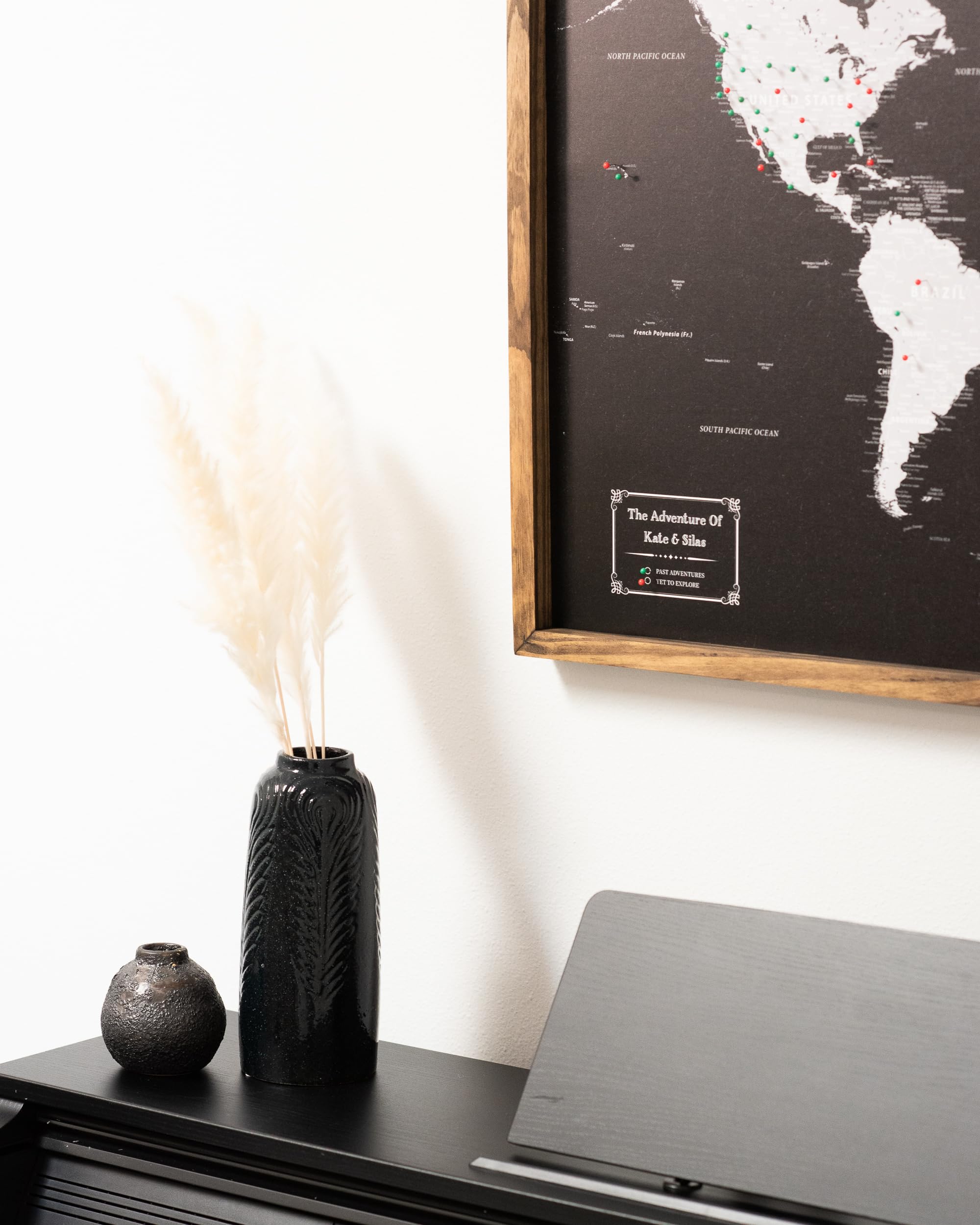 Light Walnut frame option for Push Pin World Map