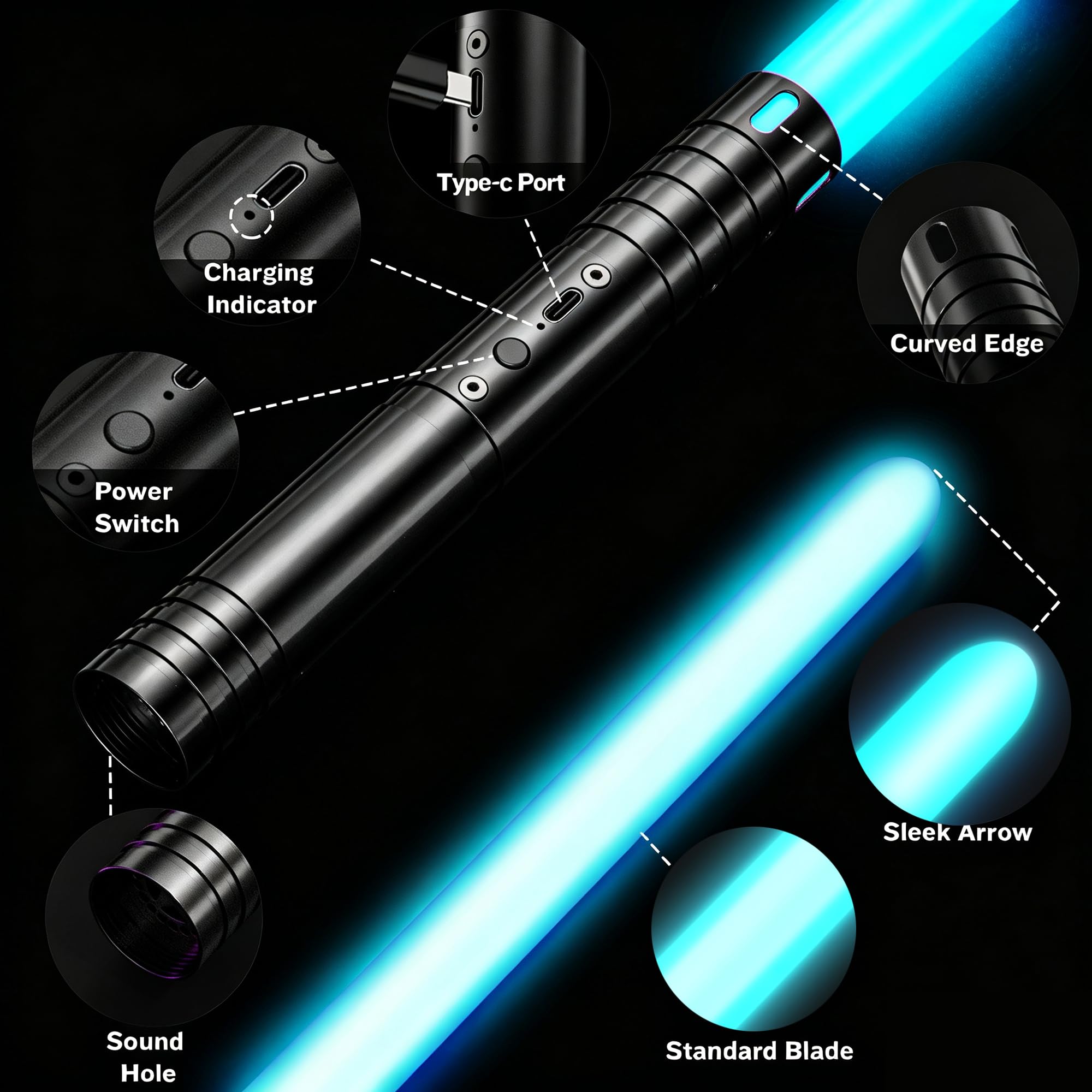 Battery powered light up swords from Lightasaber