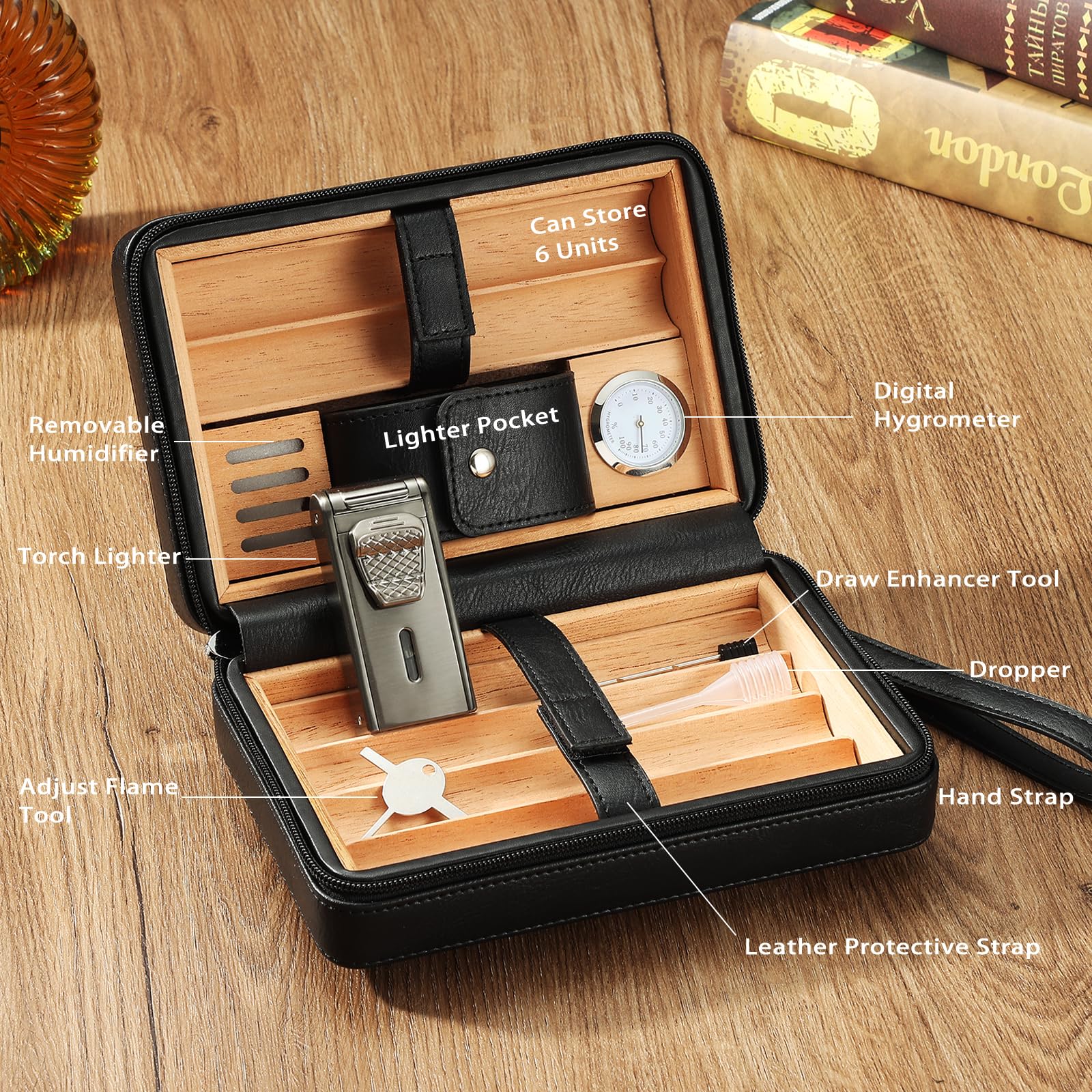 Spanish cedar wood interior with adjustable straps