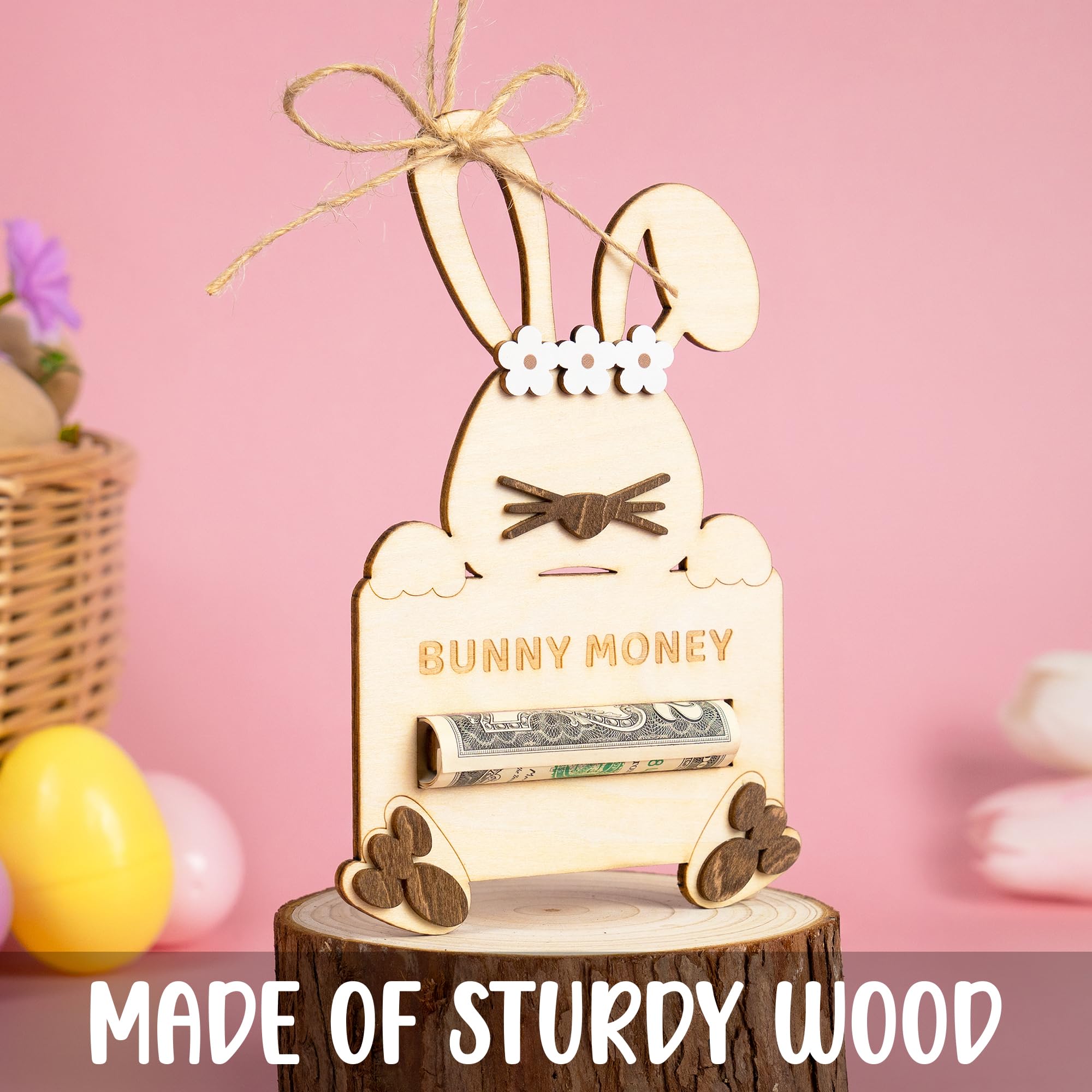 Lightweight durable bunny money holder suitable for all ages