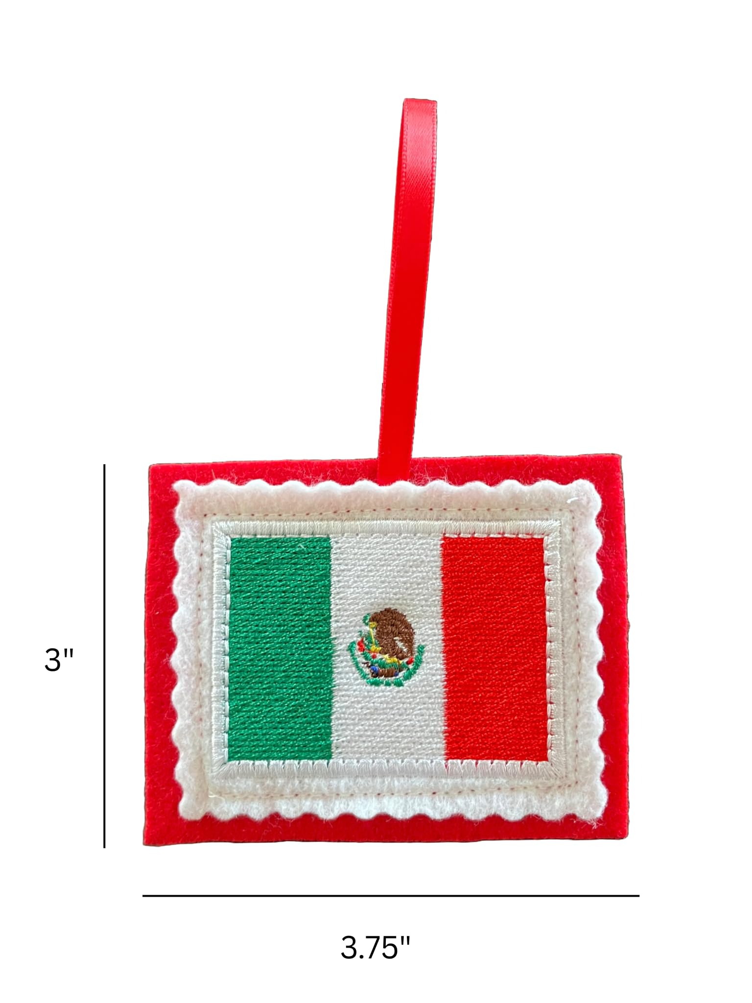 Handmade in the USA ornament featuring Mexico flag design