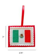 Handmade in the USA ornament featuring Mexico flag design
