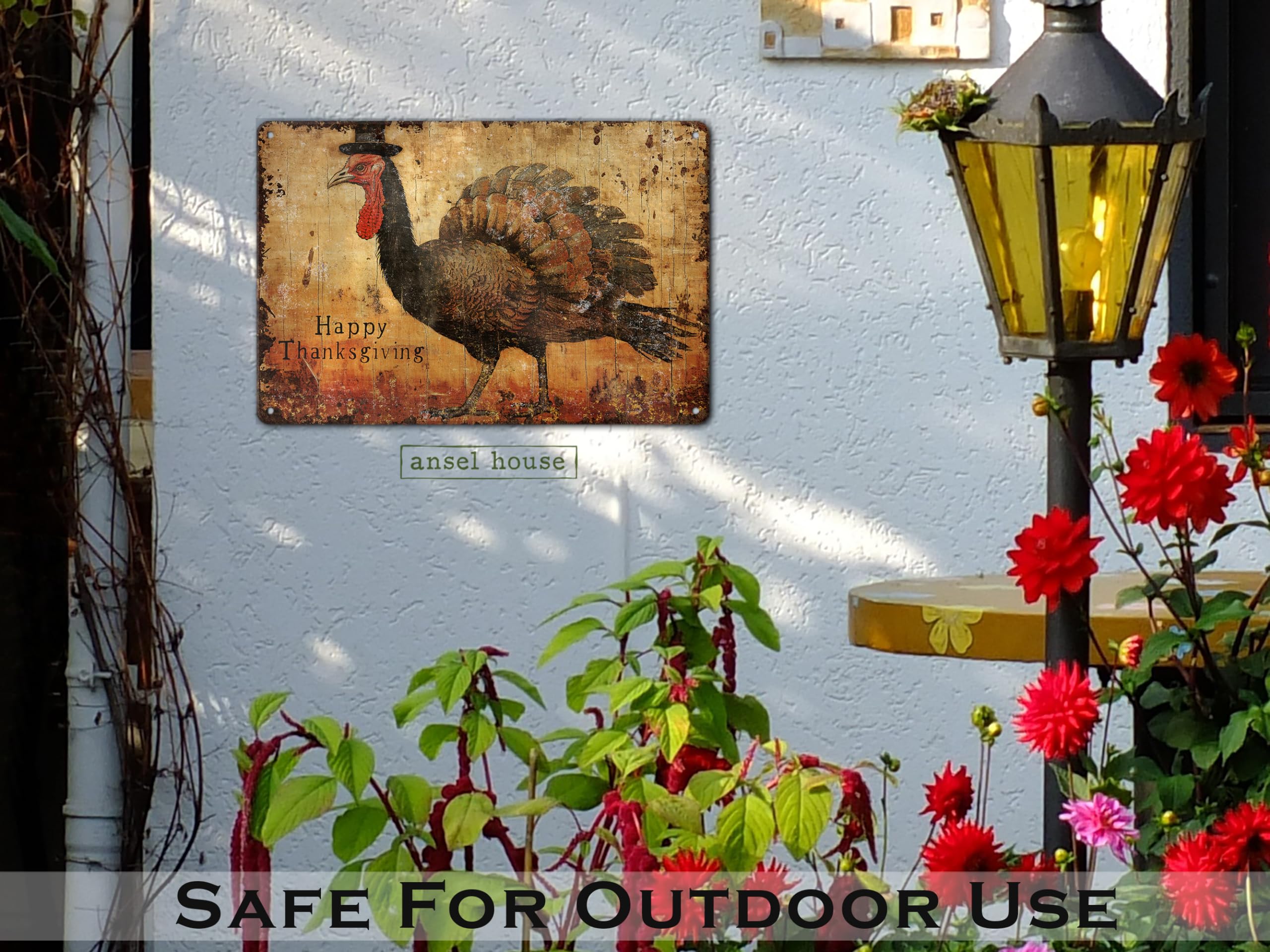 Lightweight metal sign easy to hang and store
