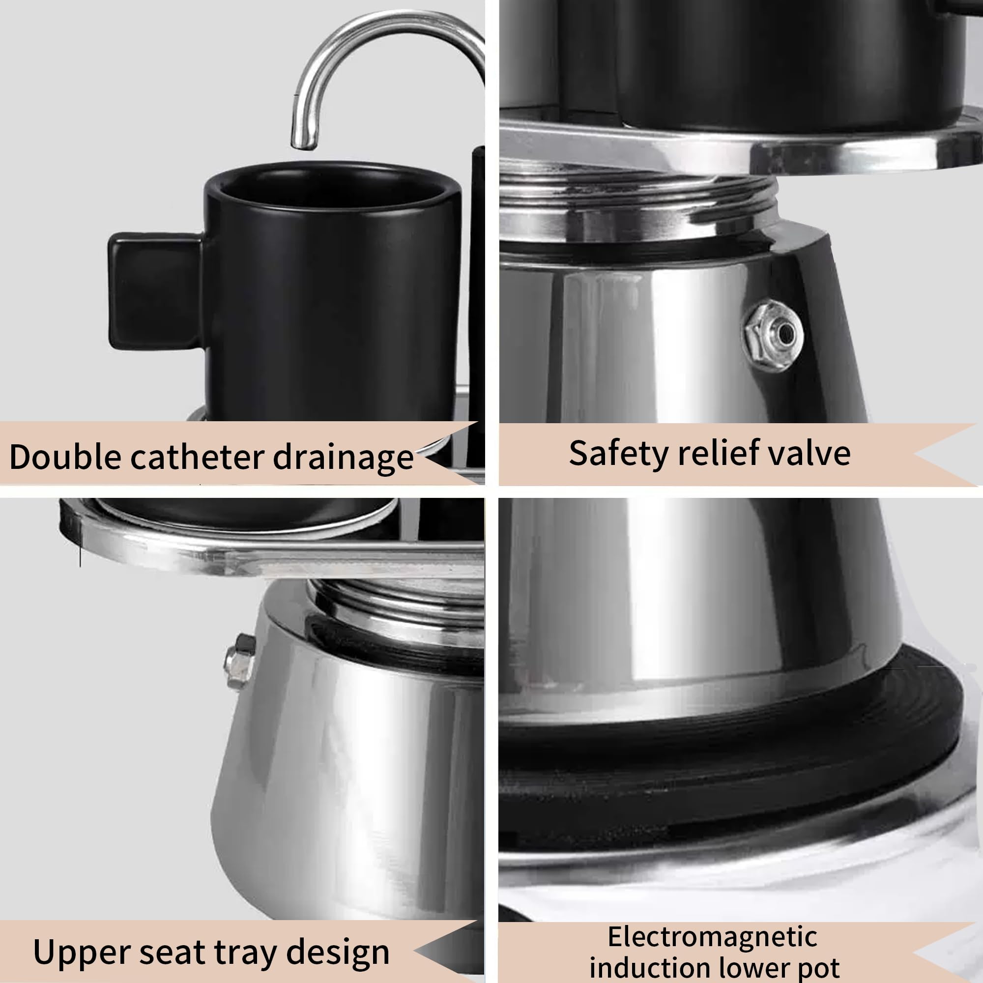 Lightweight moka pot weighing about 380g for travel