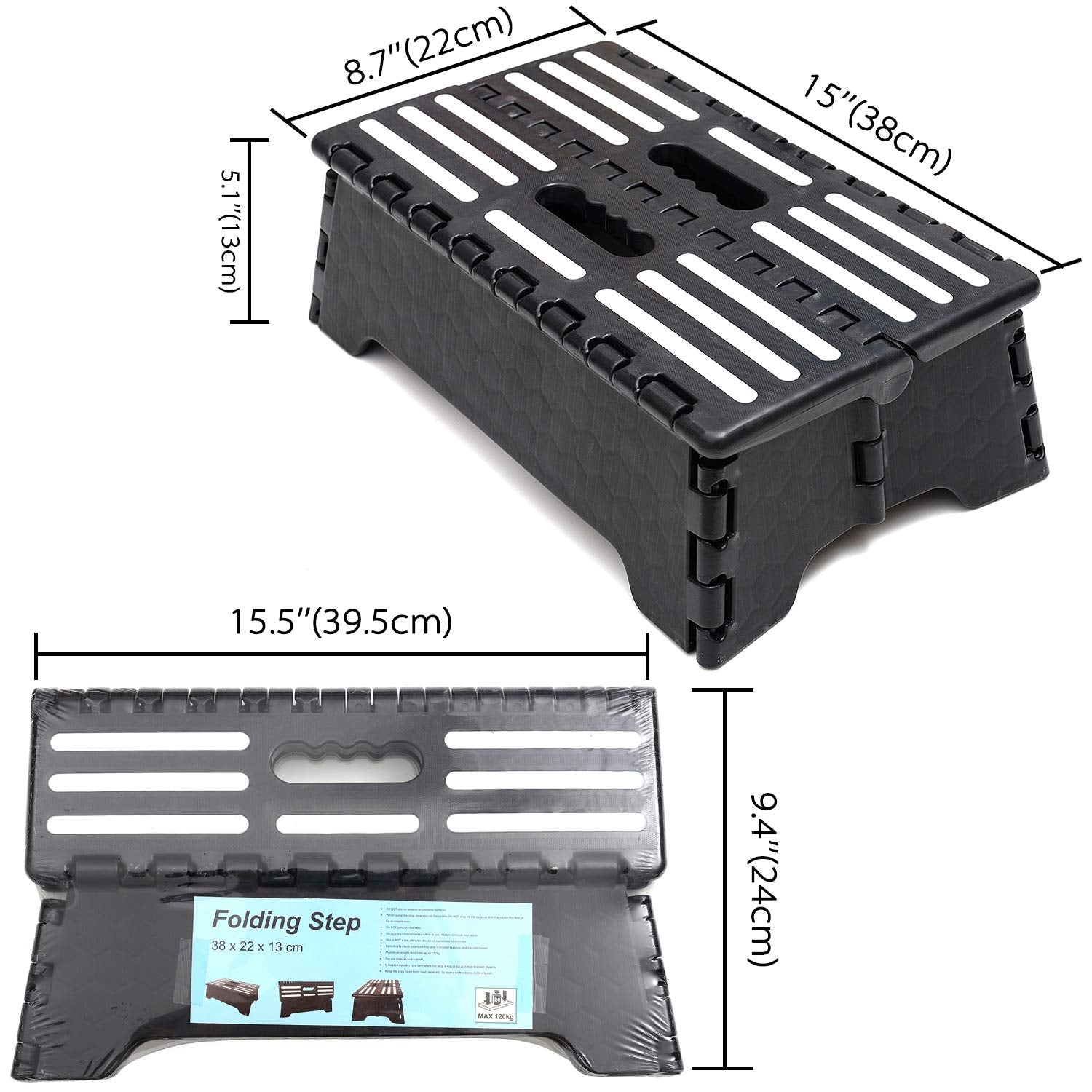 Lightweight plastic step stool with anti-slip feet