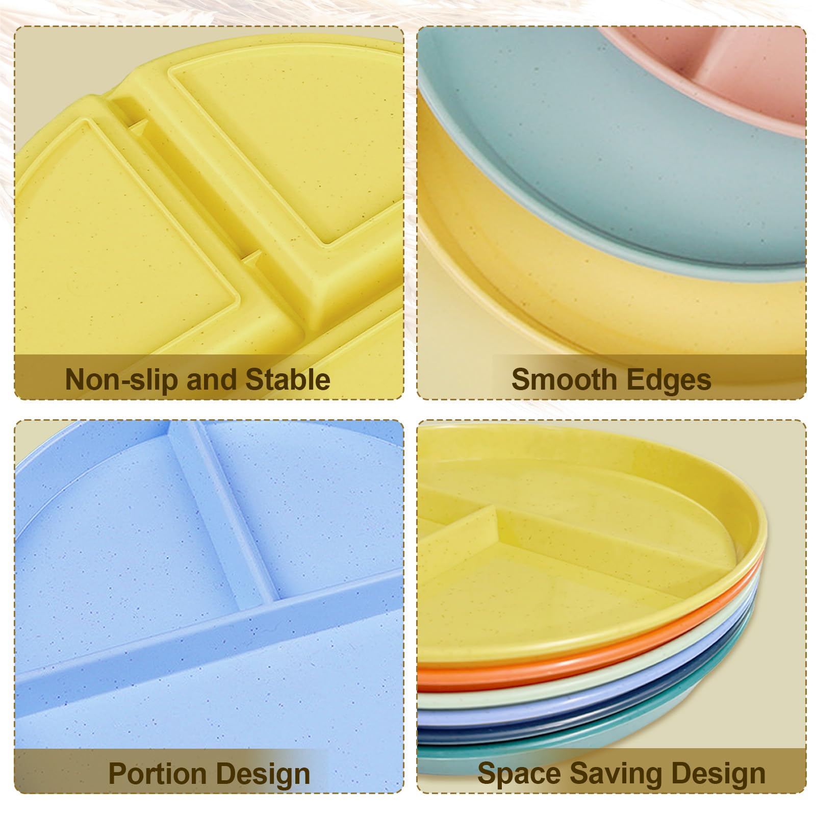Freezer safe divided plates 9 inch 7 pack