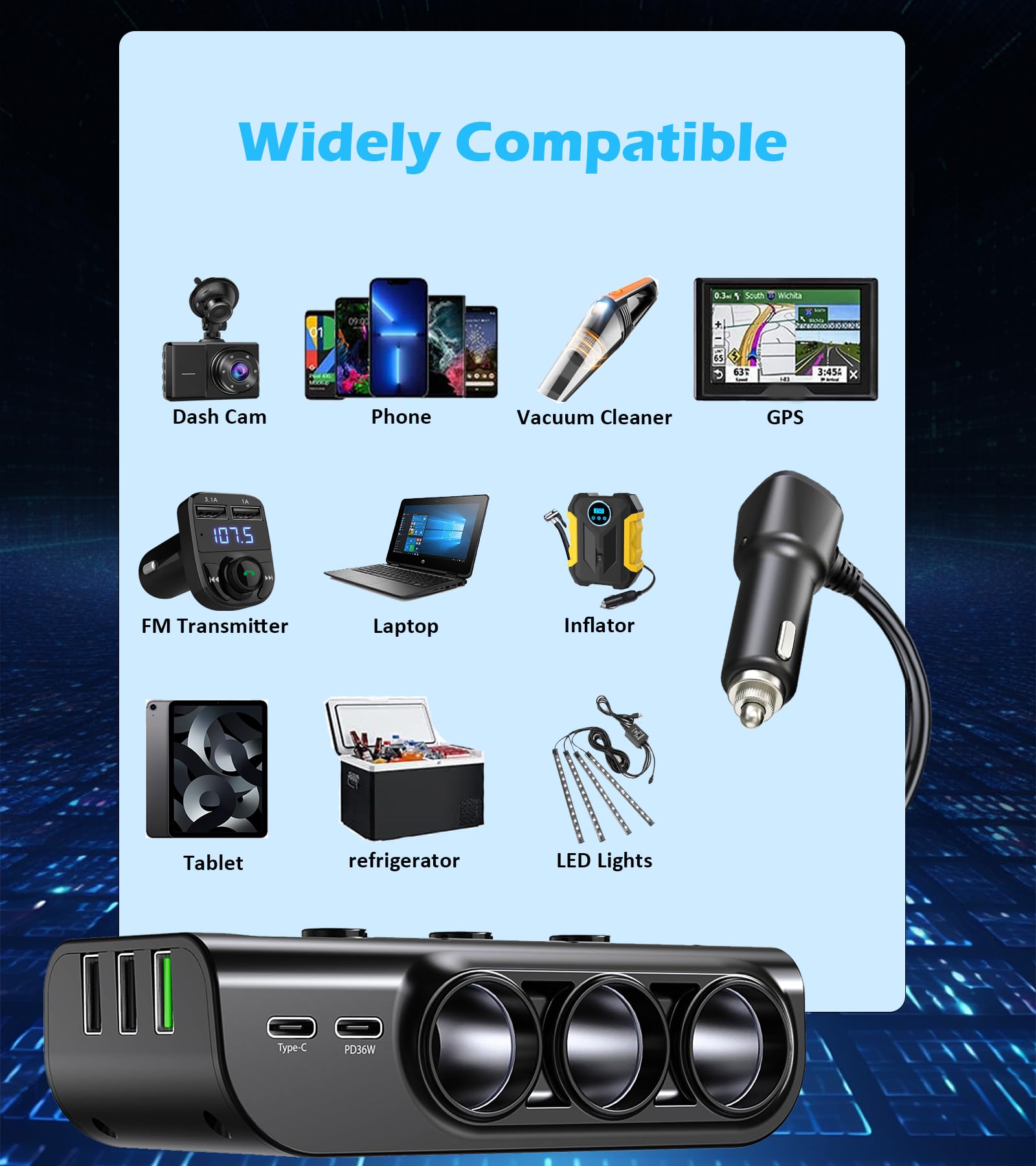 12V and 24V vehicle compatibility for LIHAN car splitter