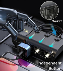 Type-C PD36W port QC3.0 and 2 USB-A ports on LIHAN splitter