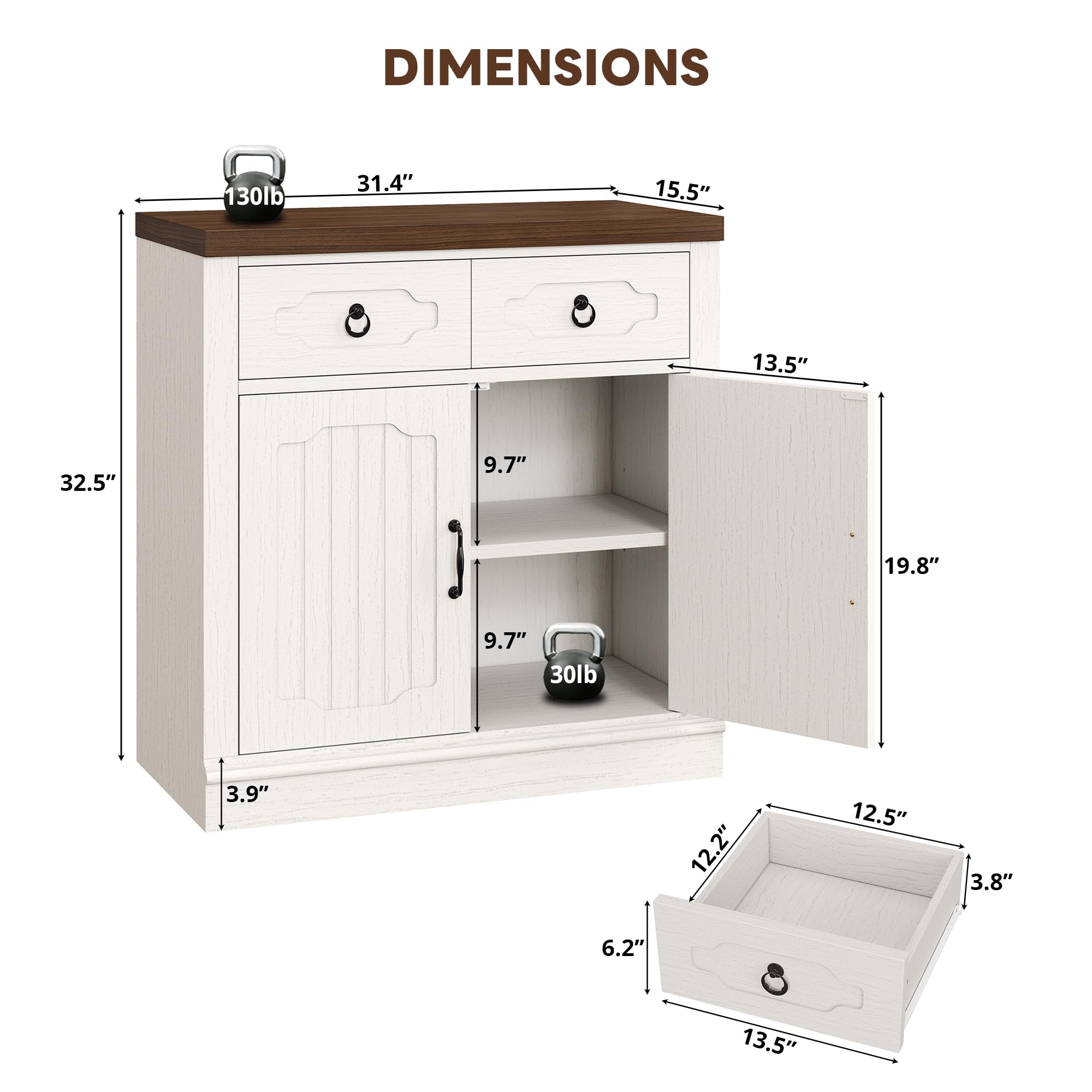 Coffee bar cabinet LIKIMIO with countertop space