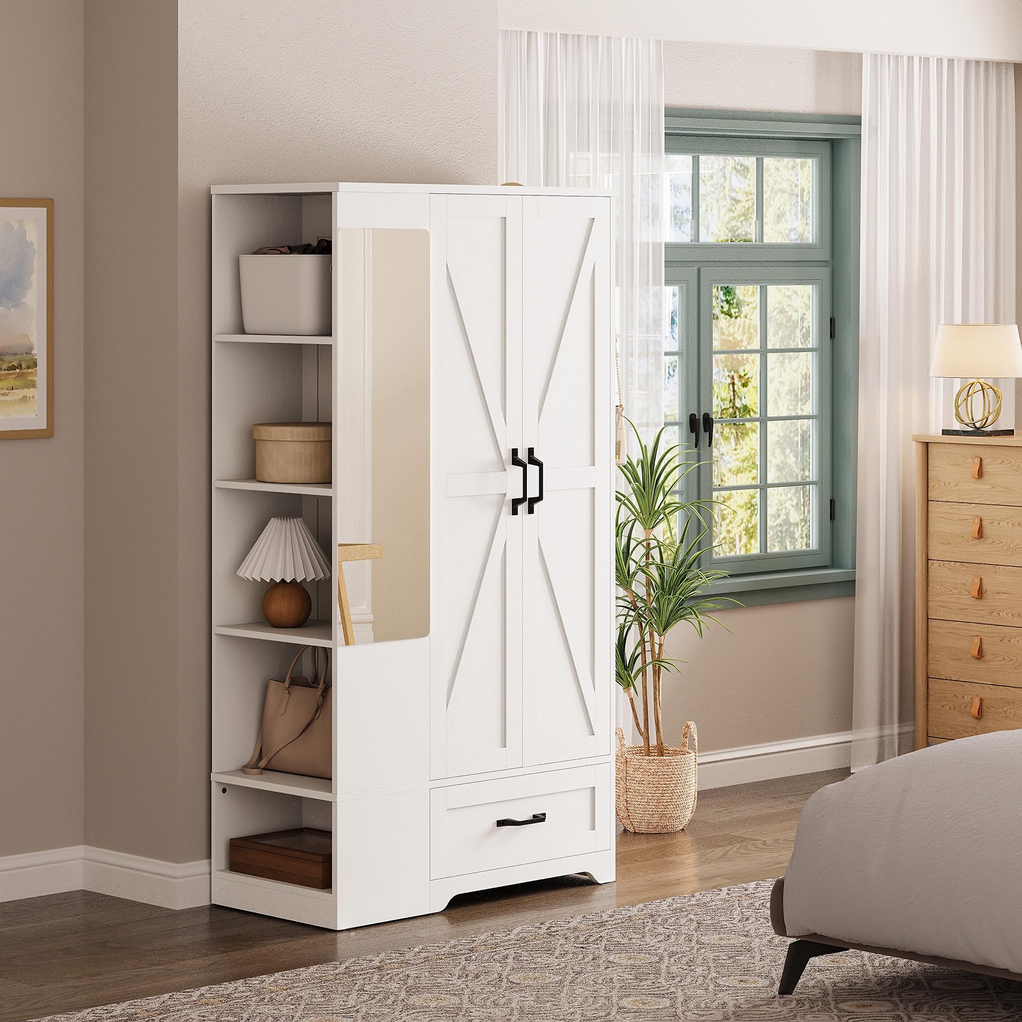 X Barn Door LIKIMIO wardrobe with black hardware