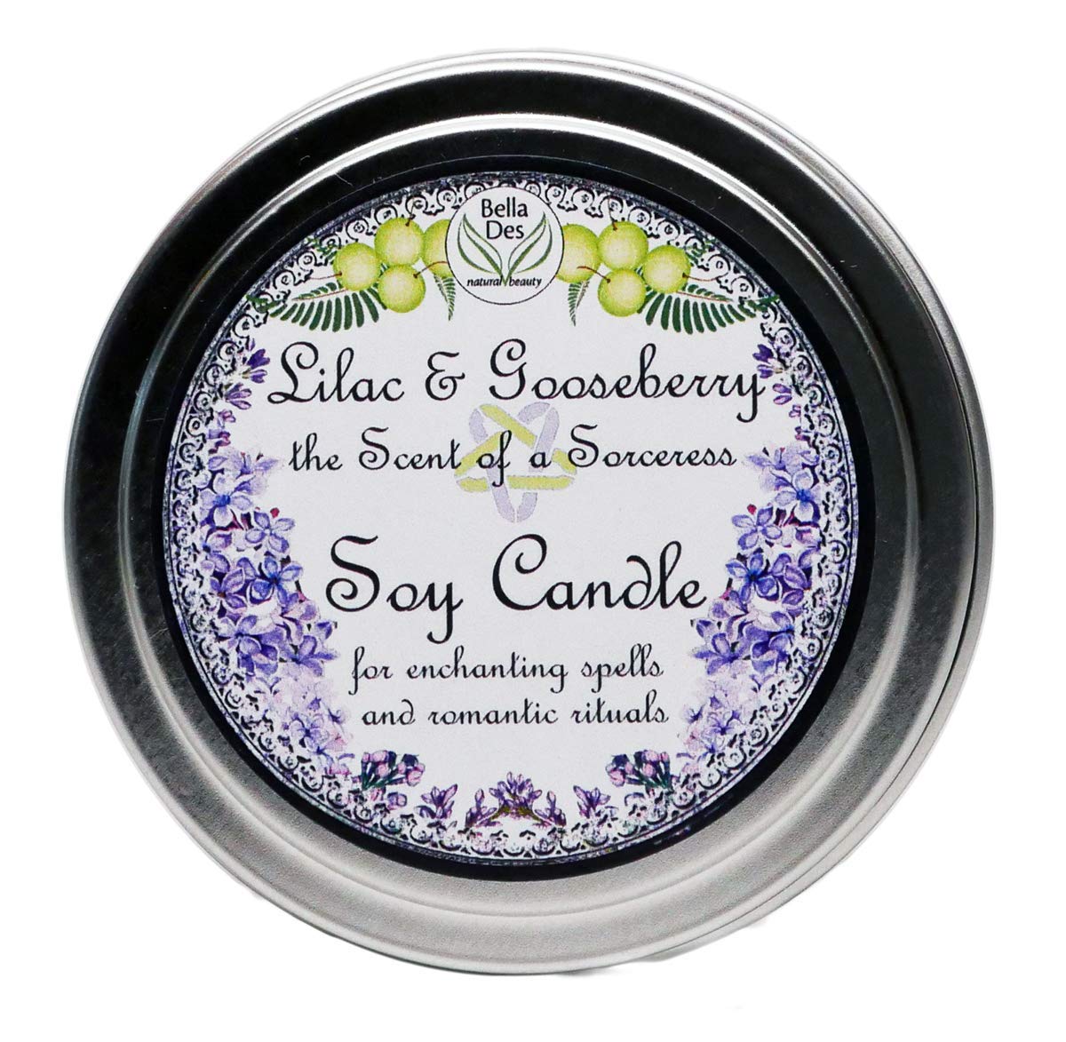 Lilac and Gooseberry soy candle 6 oz in travel tin