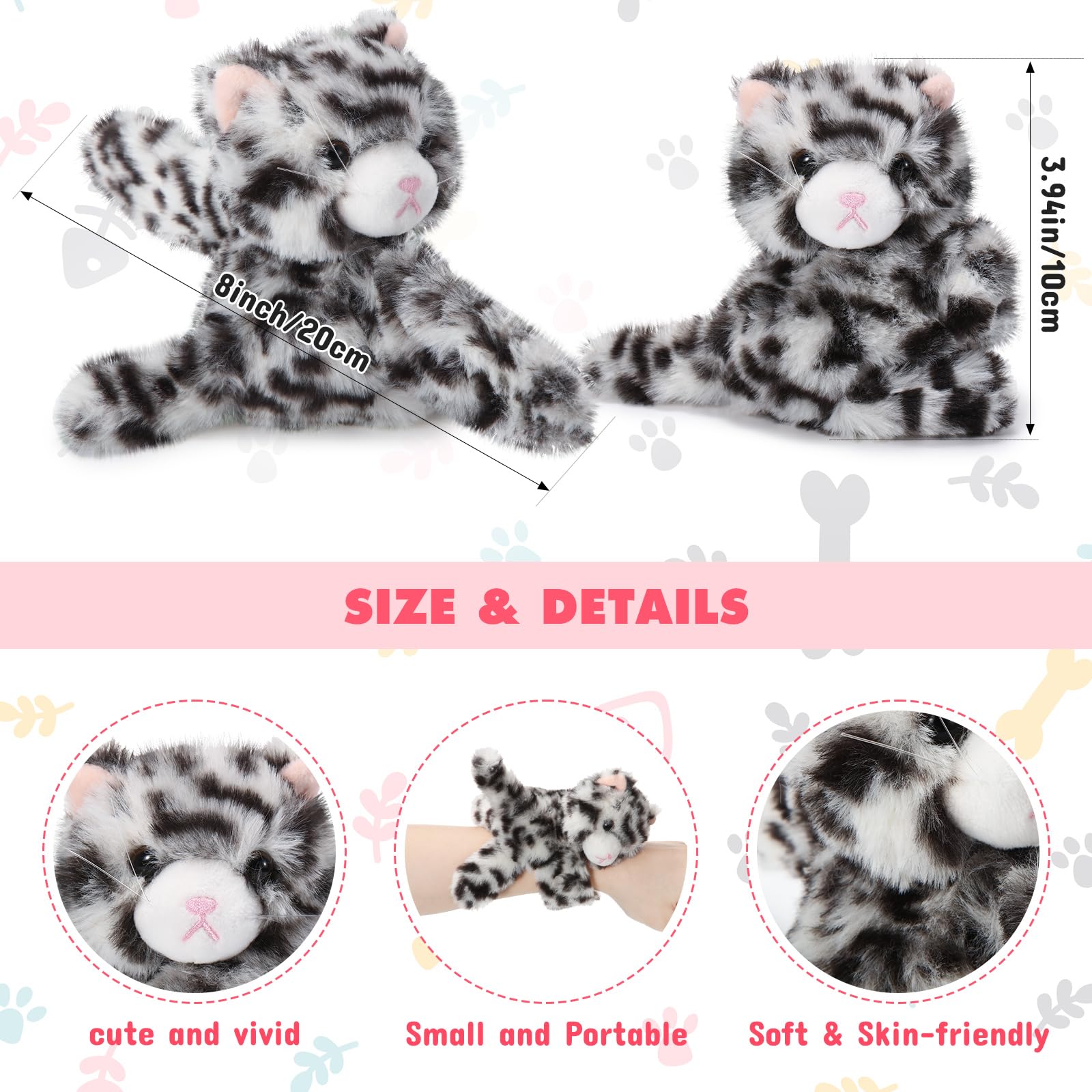 Eight inch plush kitten bracelet wearable toy for kids