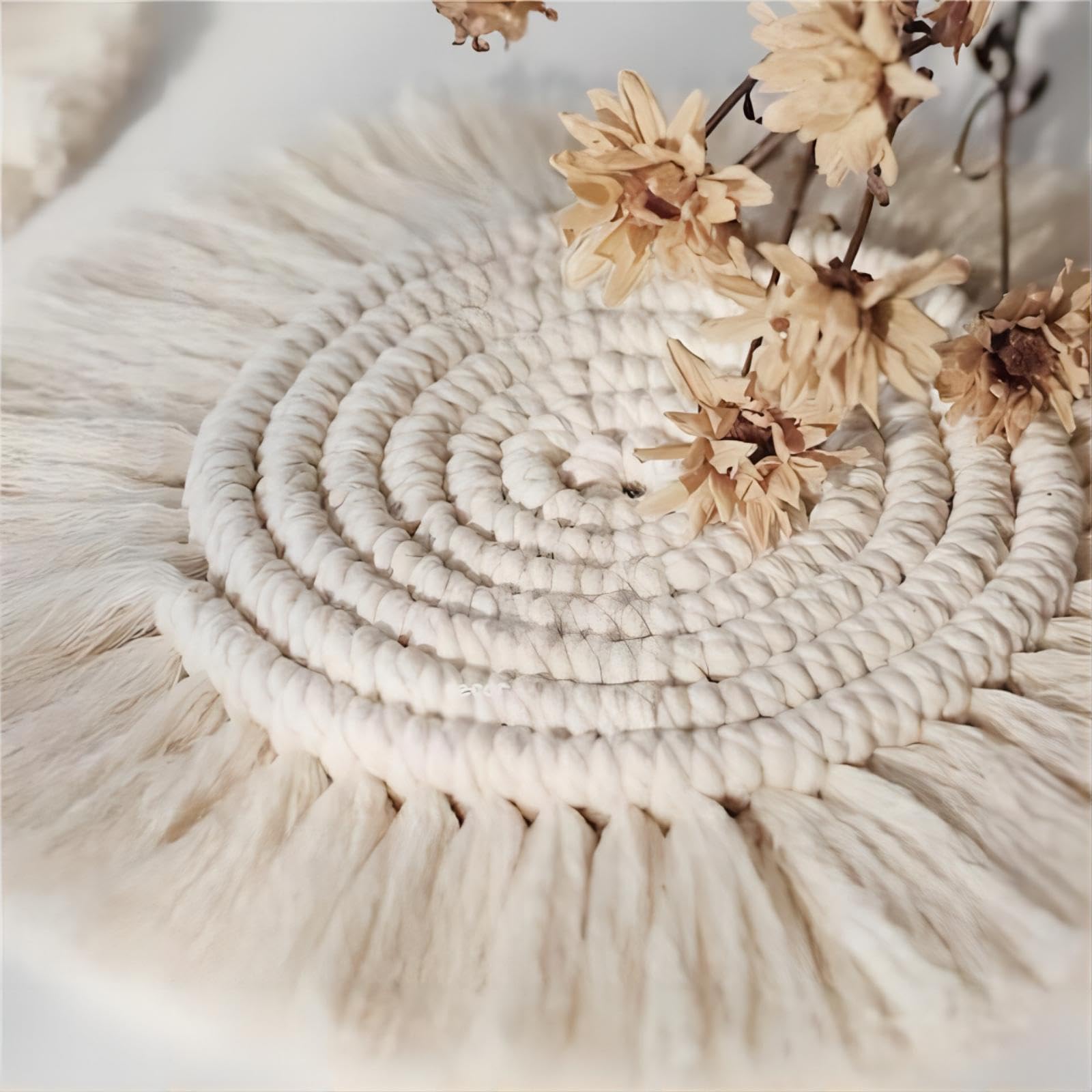 Handmade macrame coaster pair for home decor