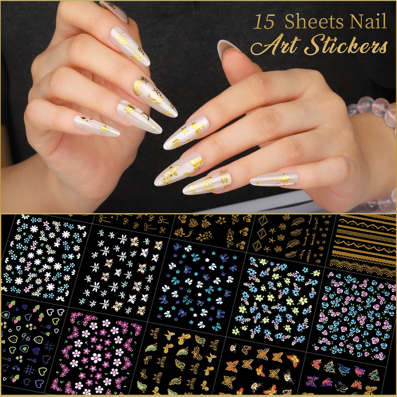 Lily butterfly petals for nail art in Teentior kit