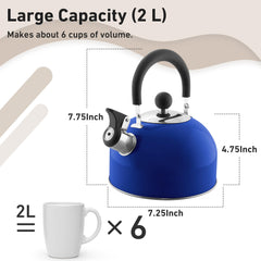 Blue Lily's Home whistling kettle with 2 L capacity
