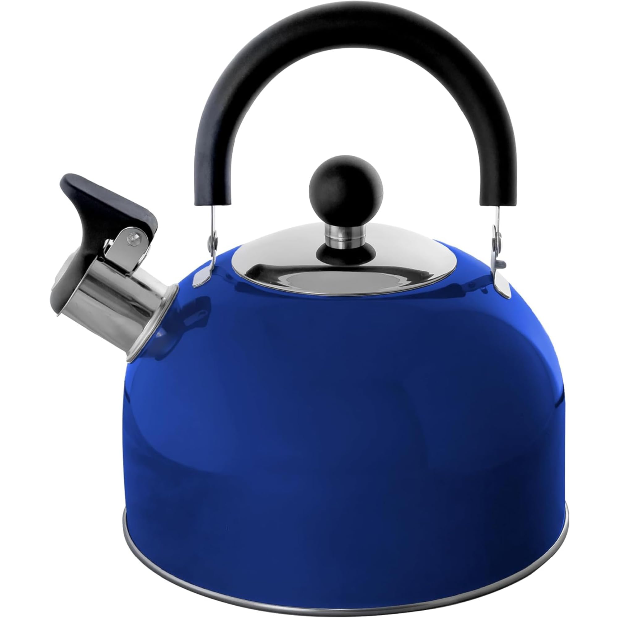 Lily's Home blue 2 quart stainless steel tea kettle on stovetop