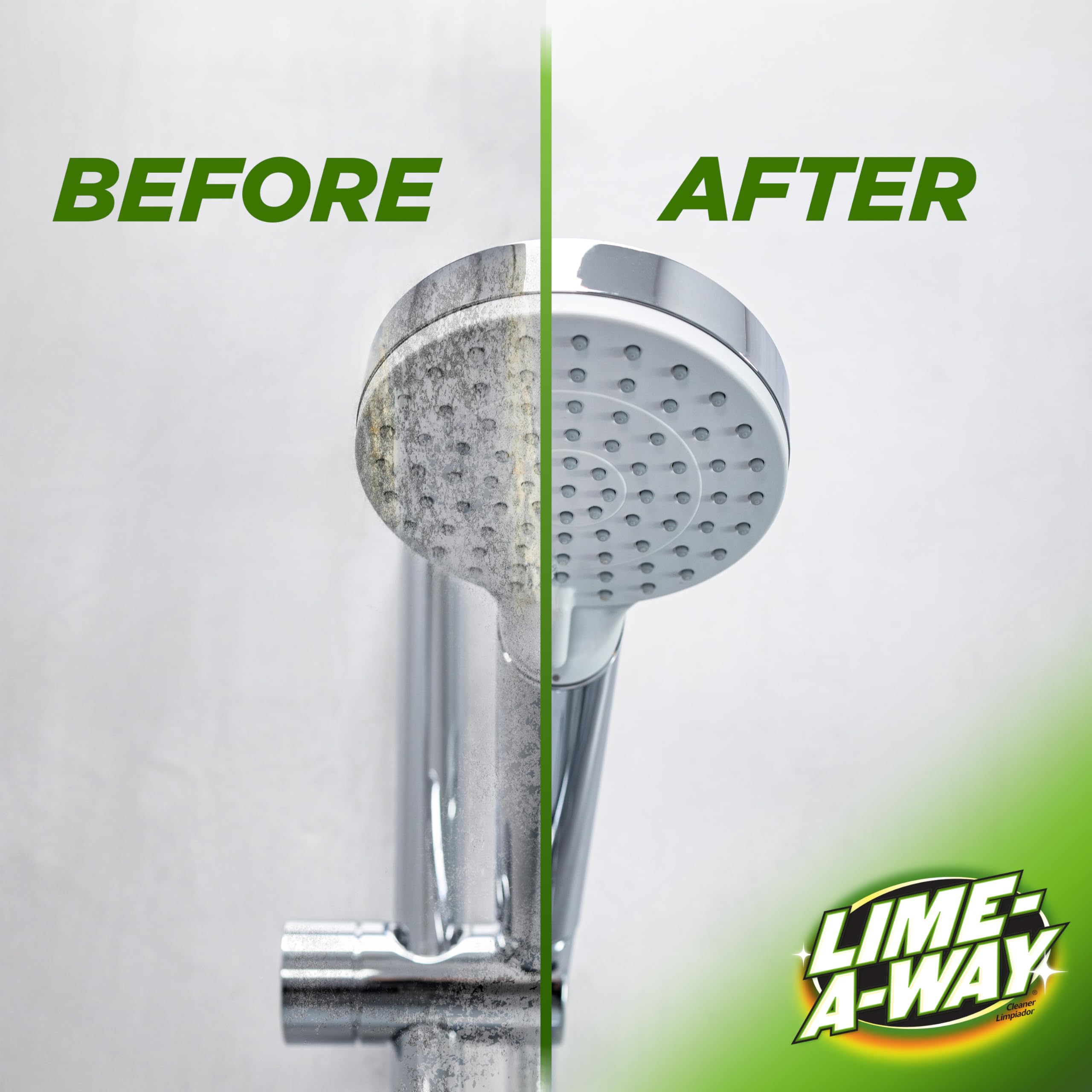 Lime-A-Way rust stain removal on shower tile