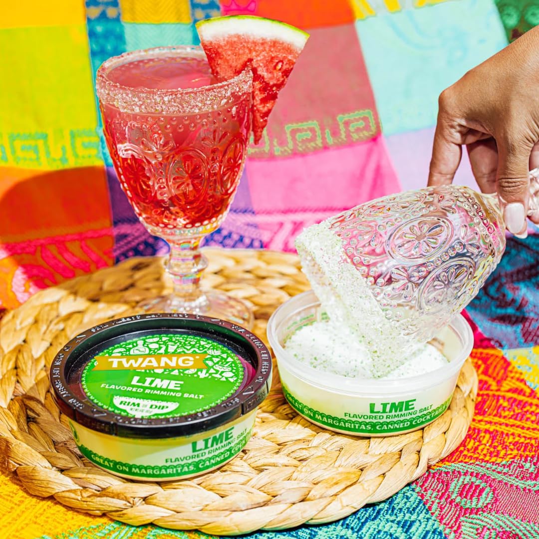 Lime flavored Twang rimming salt in 4 oz container