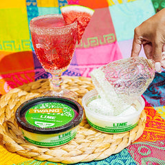 Lime flavored Twang rimming salt in 4 oz container