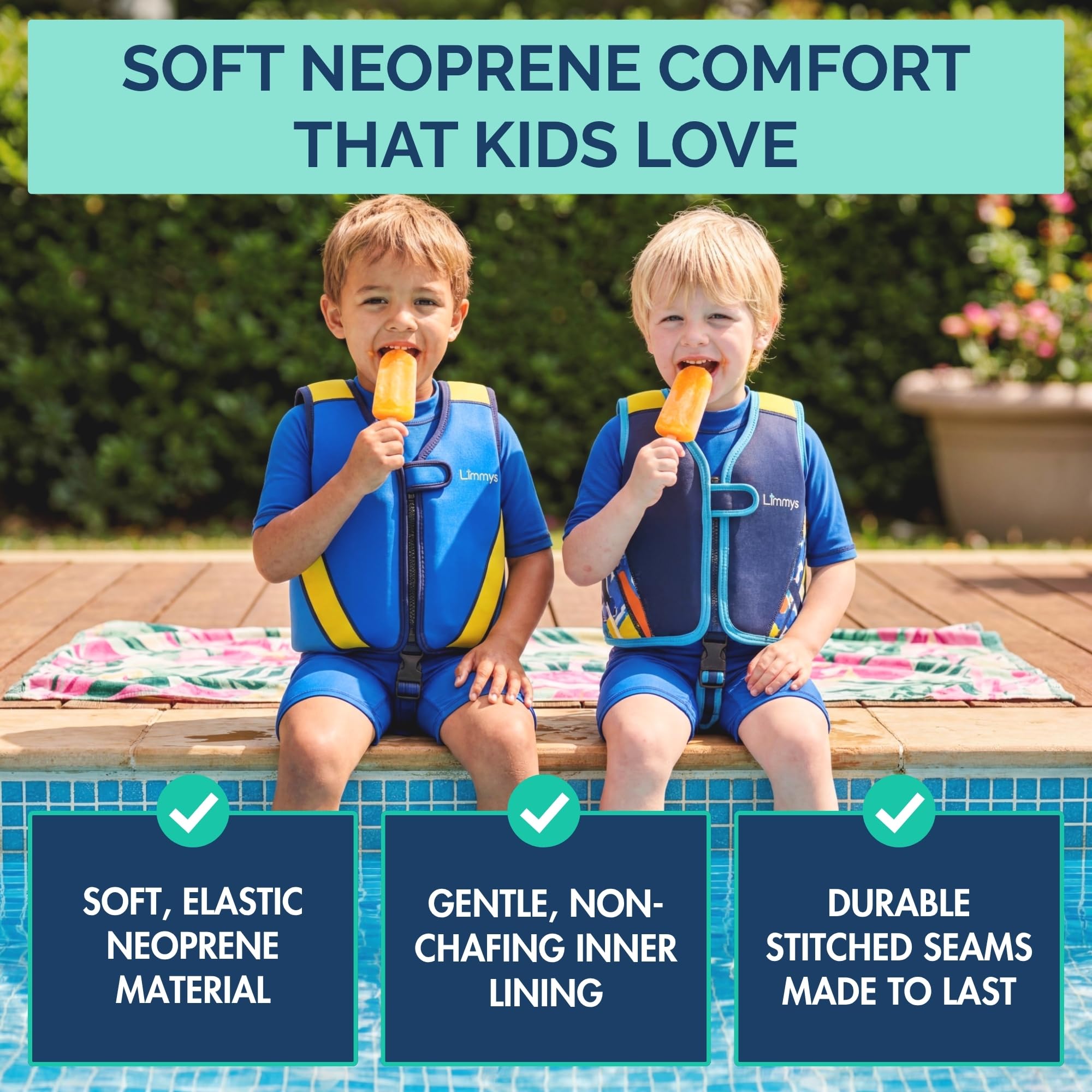 Limmys award-winning European designed swim vest for kids