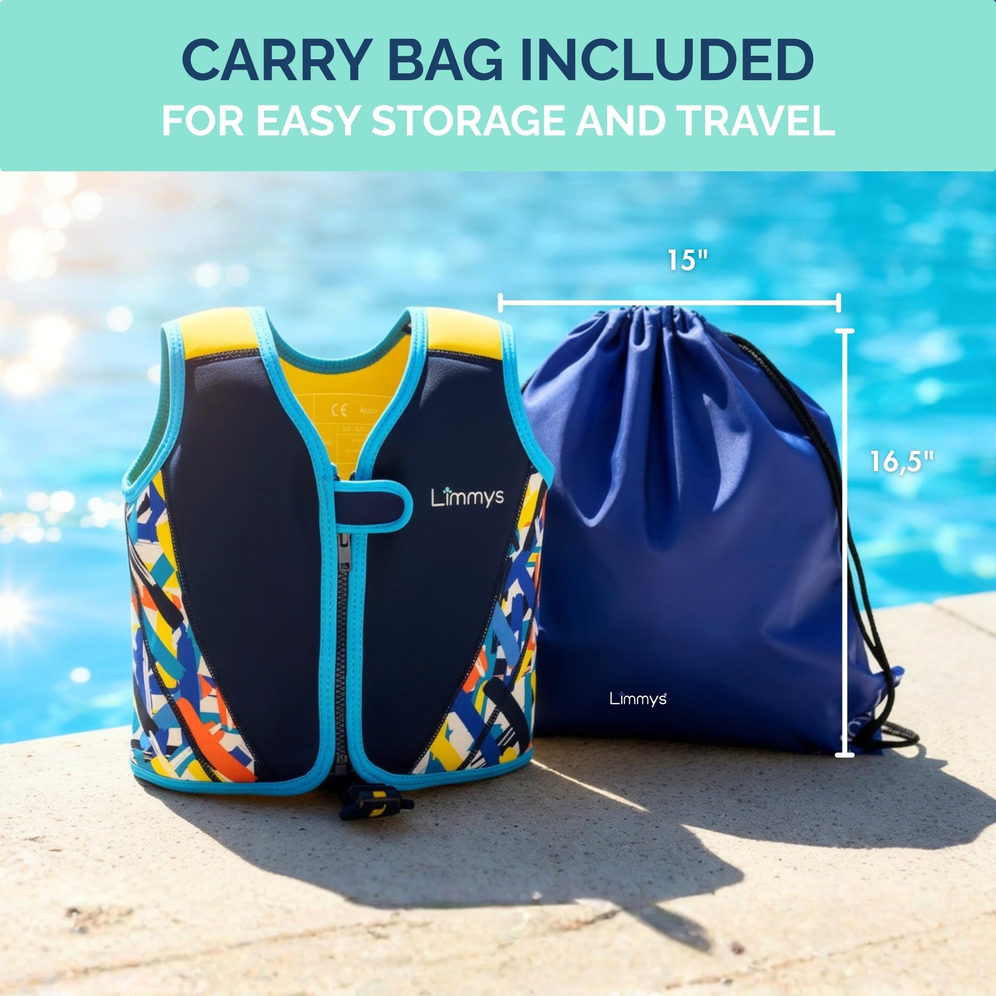 Limmys safe secure fit swim vest for kids in water