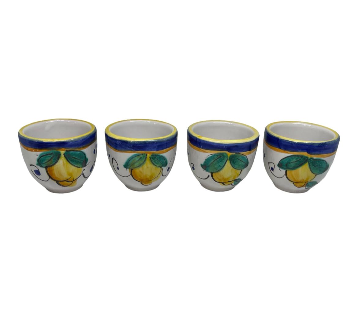 Artisan ceramic shot glasses Made in Italy with lemon artwork