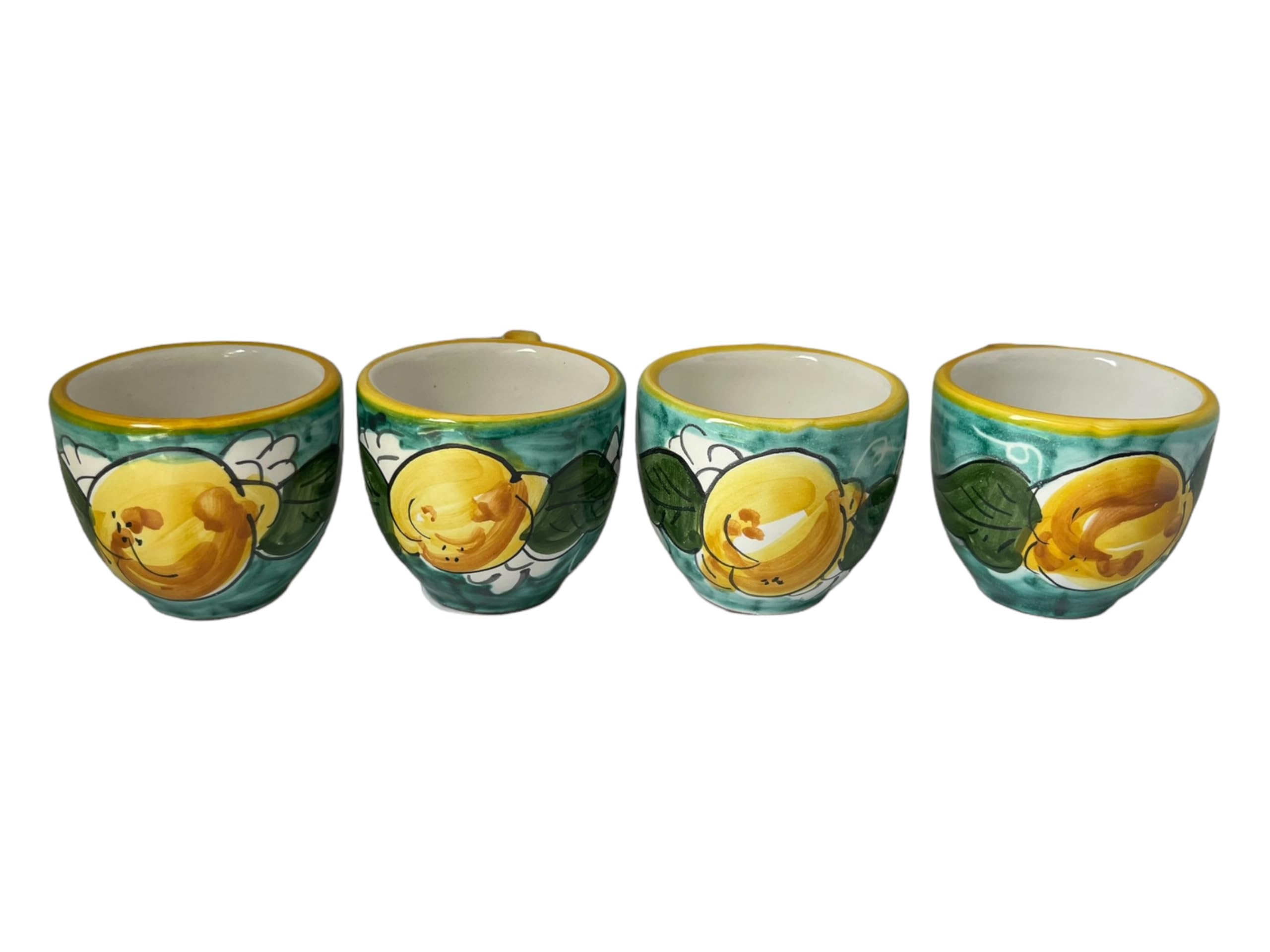 Gift set Italian pottery lemon design cups