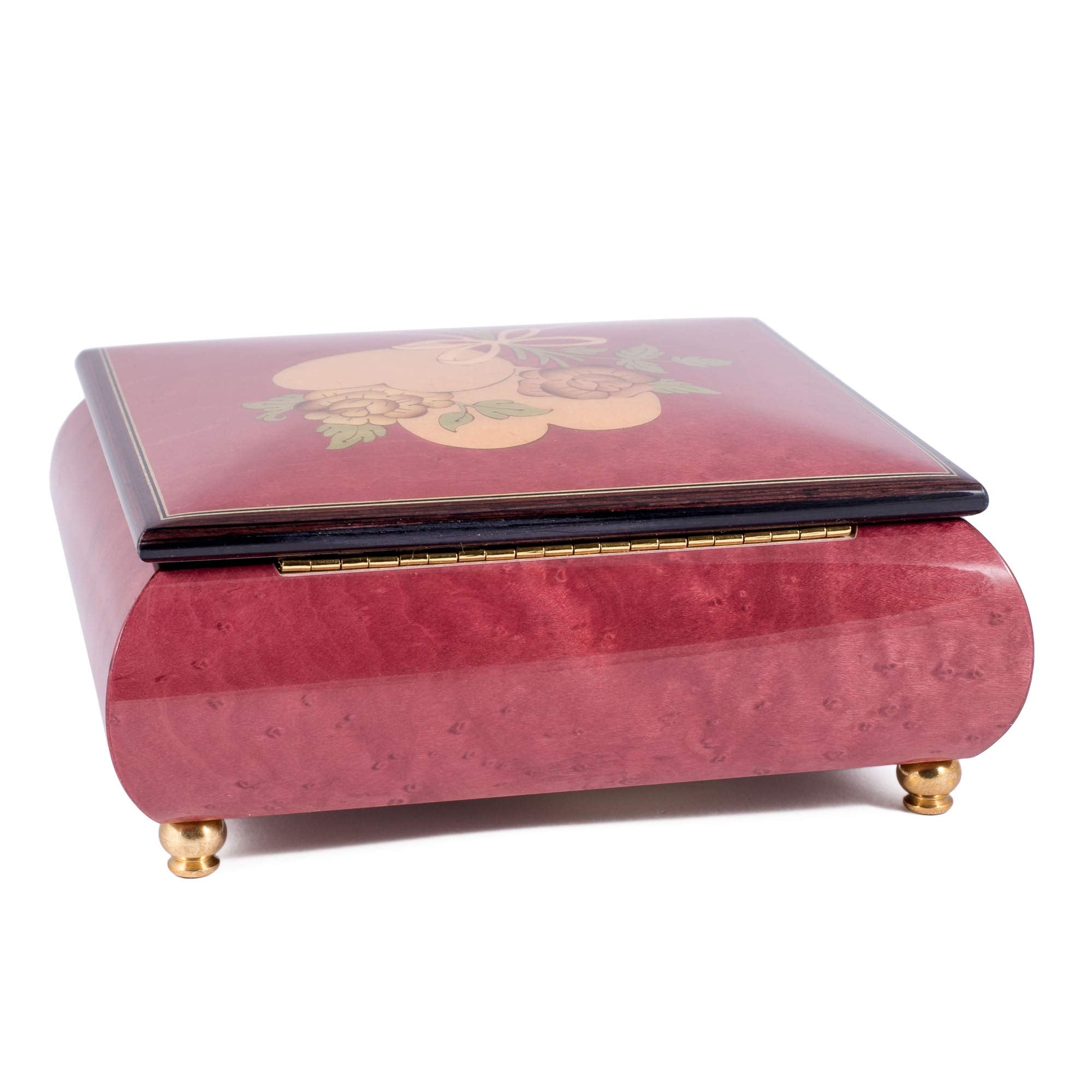 lined jewelry compartment inside music box